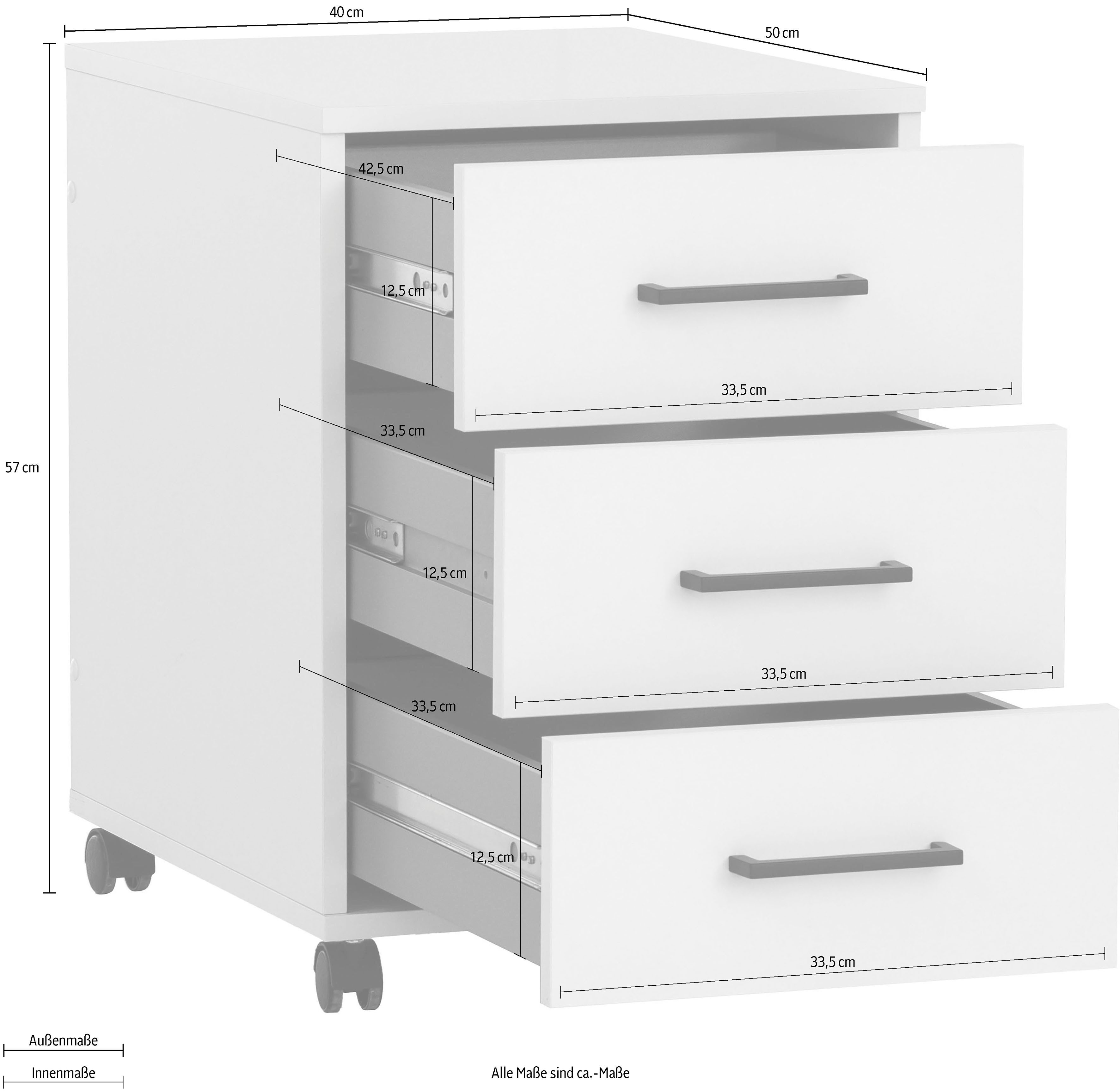 Schildmeyer Kastje op wieltjes Ruby, breedte 40 cm Met penneninzet, metalen beslag, vergrendelbare meubelwielen