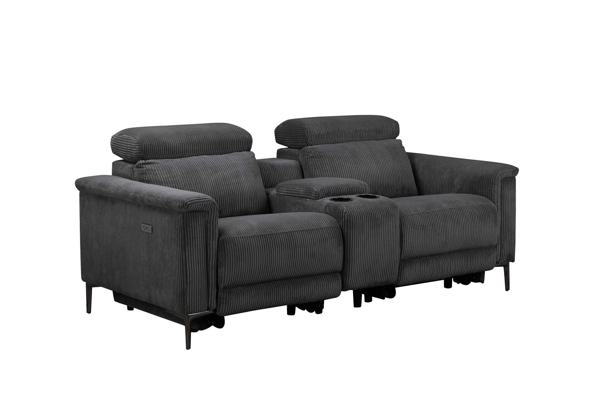 Places of Style 2-zitsbank Lund in cord, 2-zits bioscoopbank, tv-fauteuil, multimedia-sofa, USB-A met elektrische of handmatige relaxfunctie, bekerhouder en opbergruimte