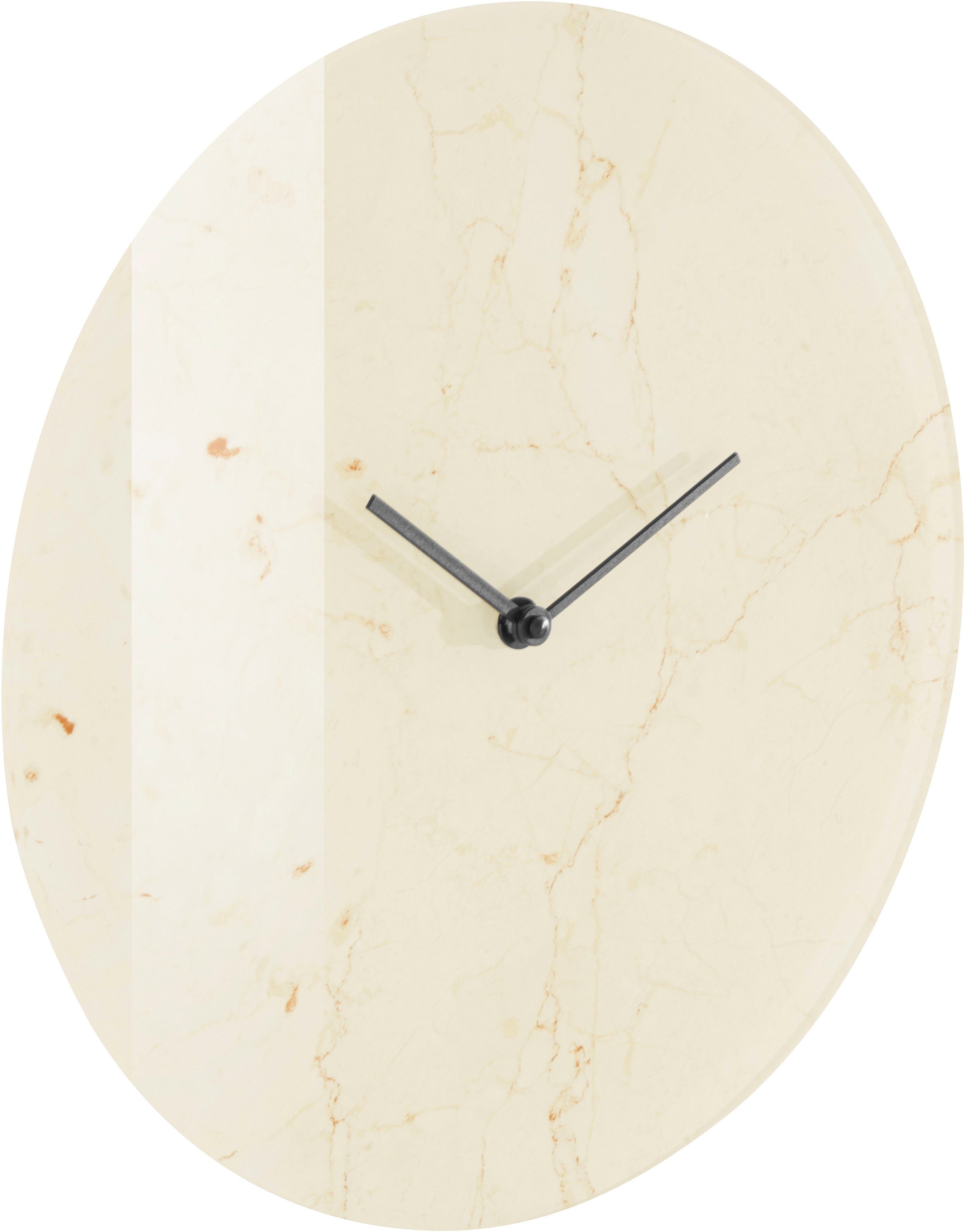 LeGer Home by Lena Gercke Wandklok Marmerbeige rond, ø 30 cm, van acrylglas, geruisloos (1-delig)