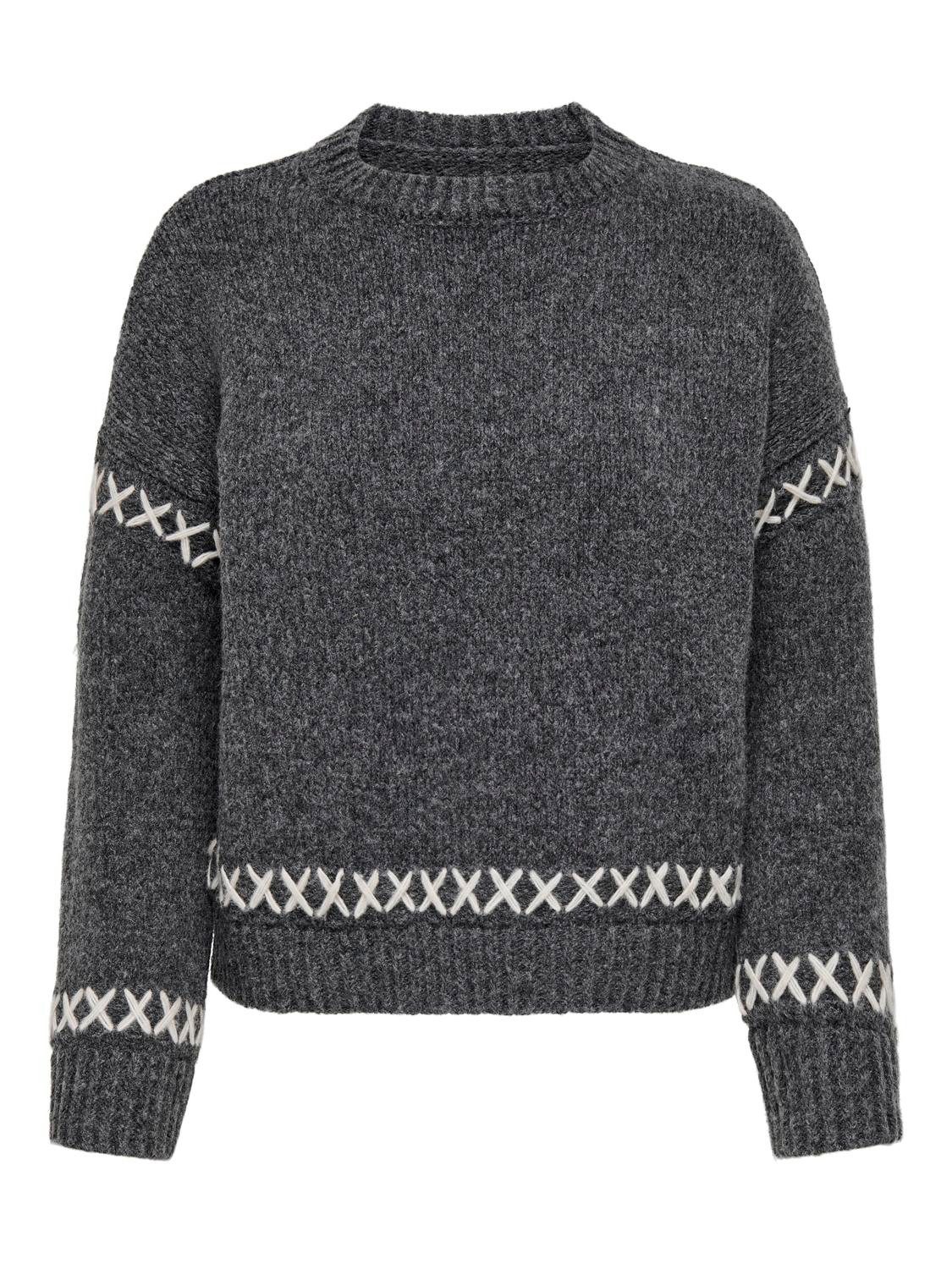 Only Trui met ronde hals ONLAMANDA LIFE LS O-NECK DETAIL CC KNT