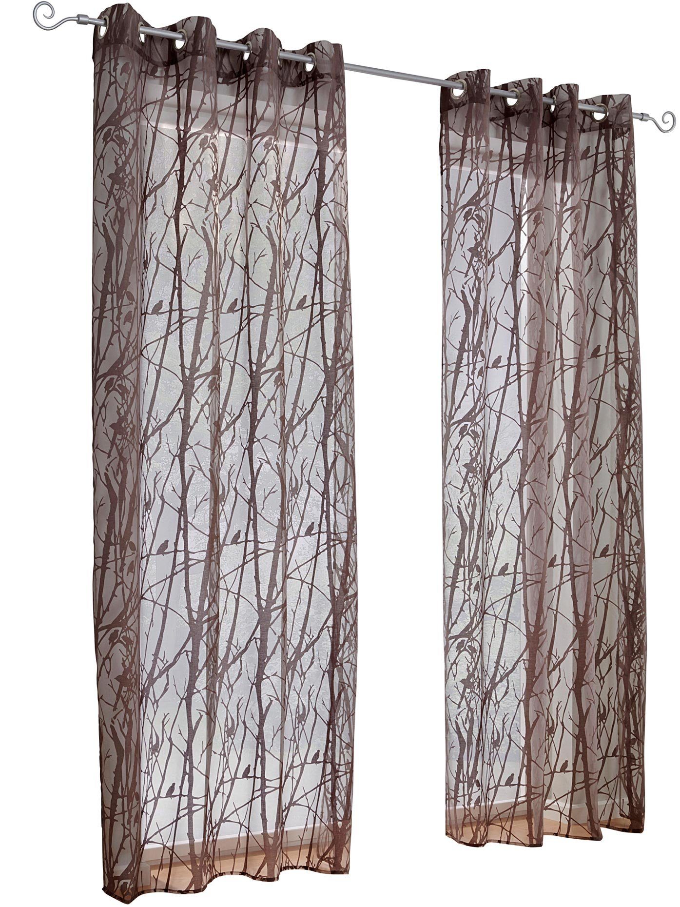 heine home Gordijn (1 stuk) kant & klaar gordijnen maat 140 cm x 175 cm bruin