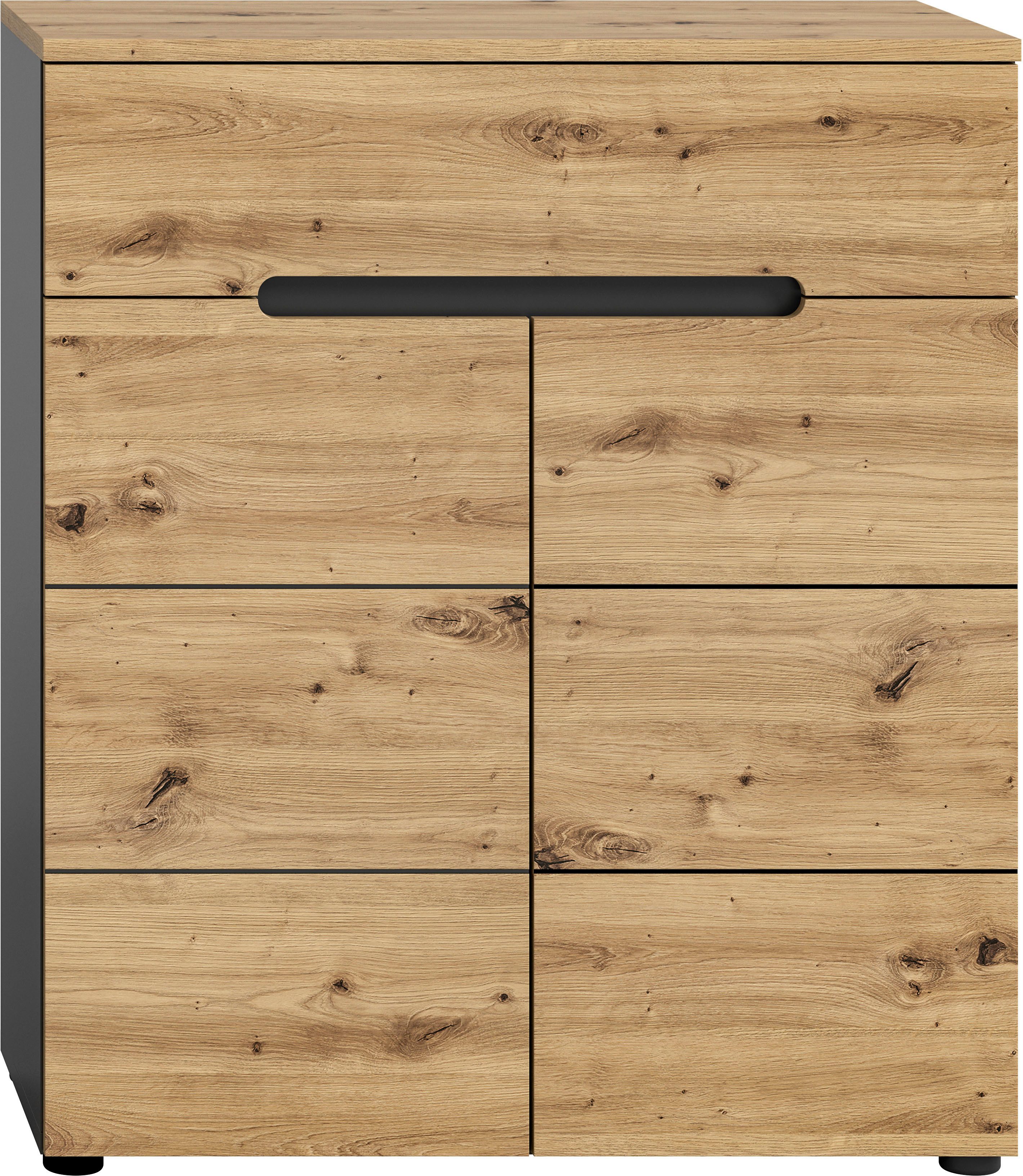 INOSIGN Schoenenkast Rehat, Breedte 80cm, Basaltgrijs/Artisan Eik, 2 deuren, 1 lade