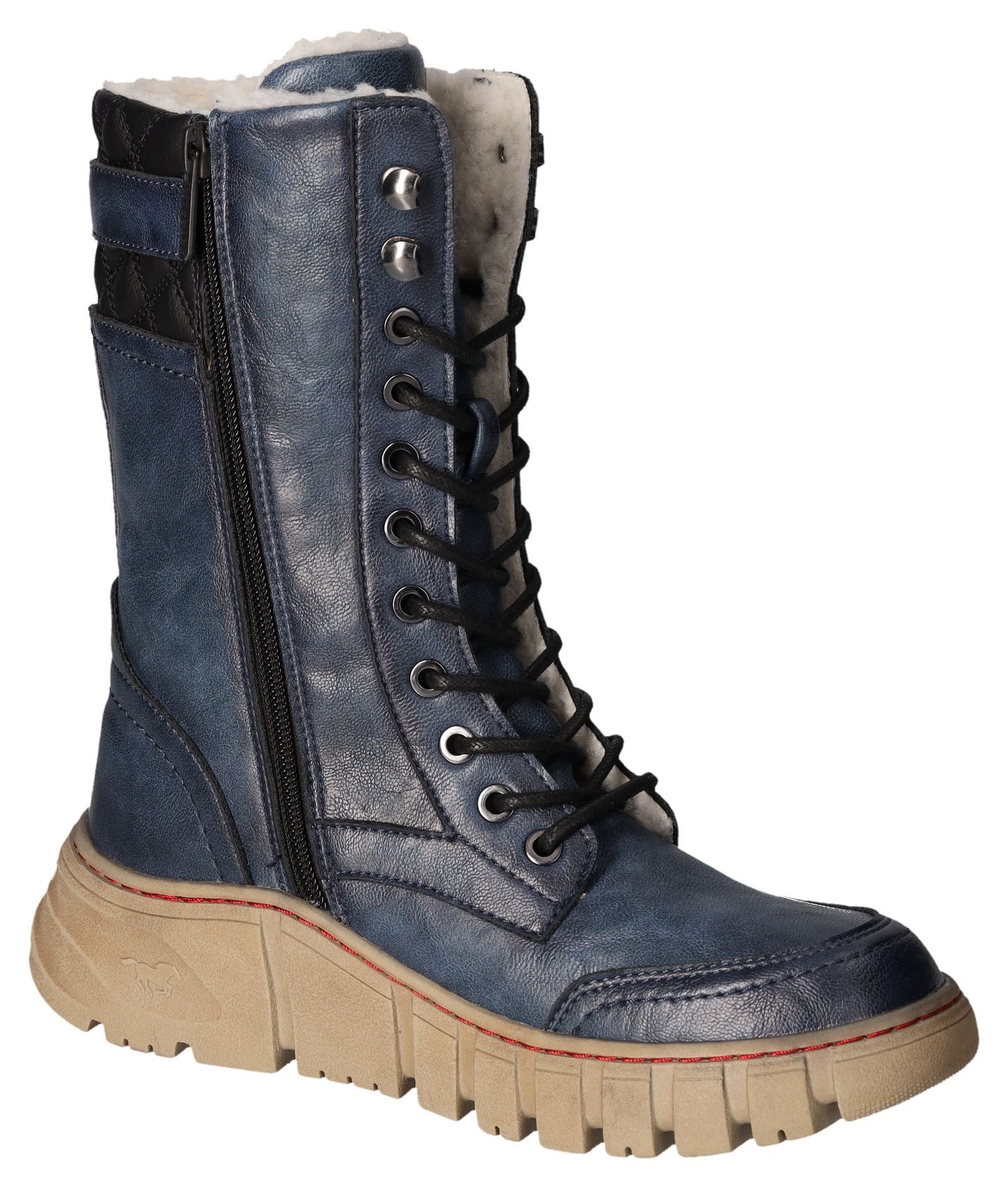 Mustang Shoes Winterlaarzen veterschoenen snowboots profielzool met binnenrits