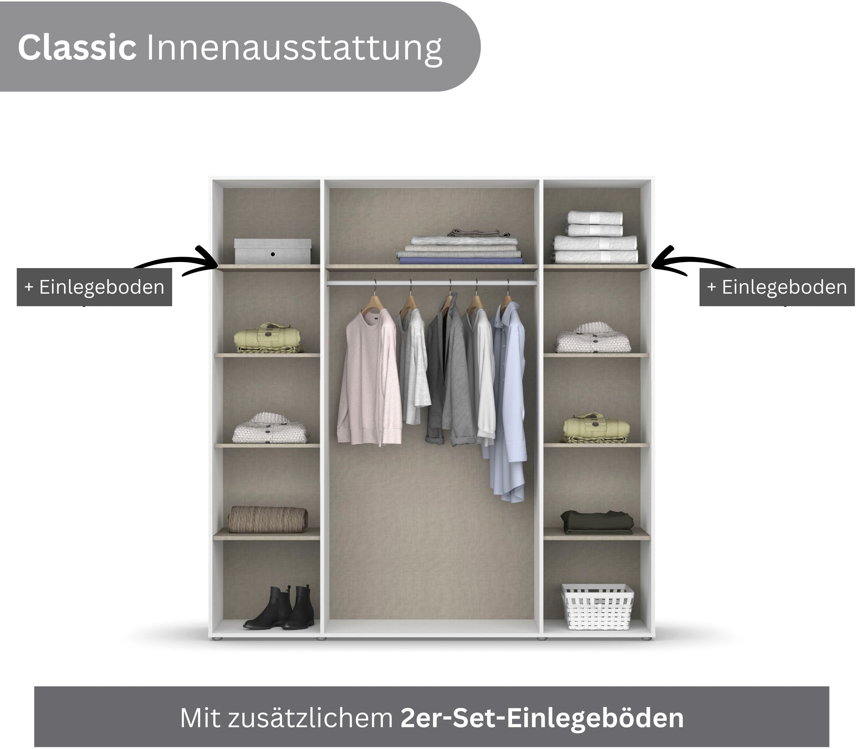 rauch Draaideurkast Kledingkast Kast Garderobe Wasmand NAGATA met Spiegel und modernen stangengriffen in graumetallic topseller made in germany