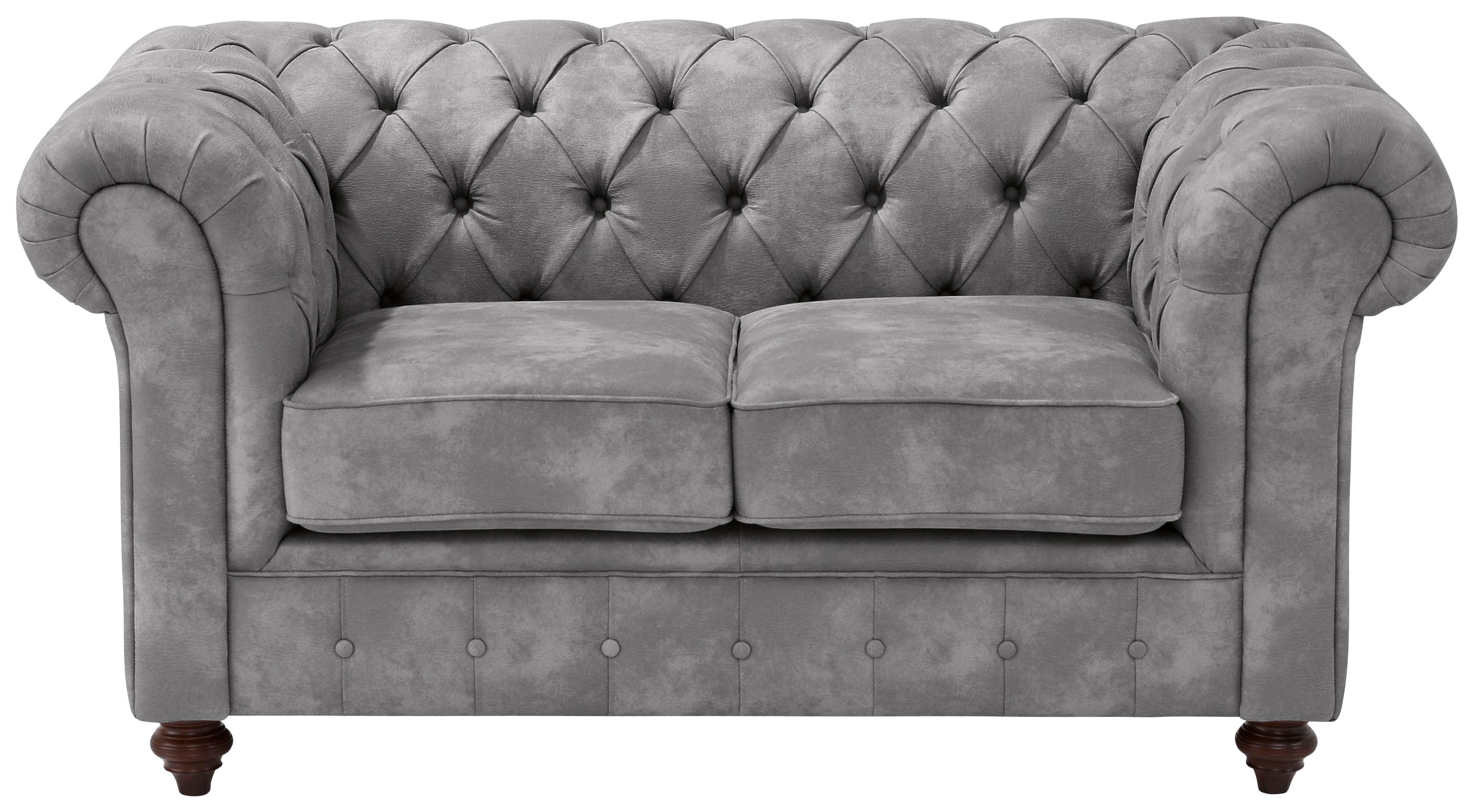 Home affaire Chesterfield-bank Chesterfield 2-zits B/D/H: 150/89/74 cm met hoogwaardige knoopdetails, ook in leer