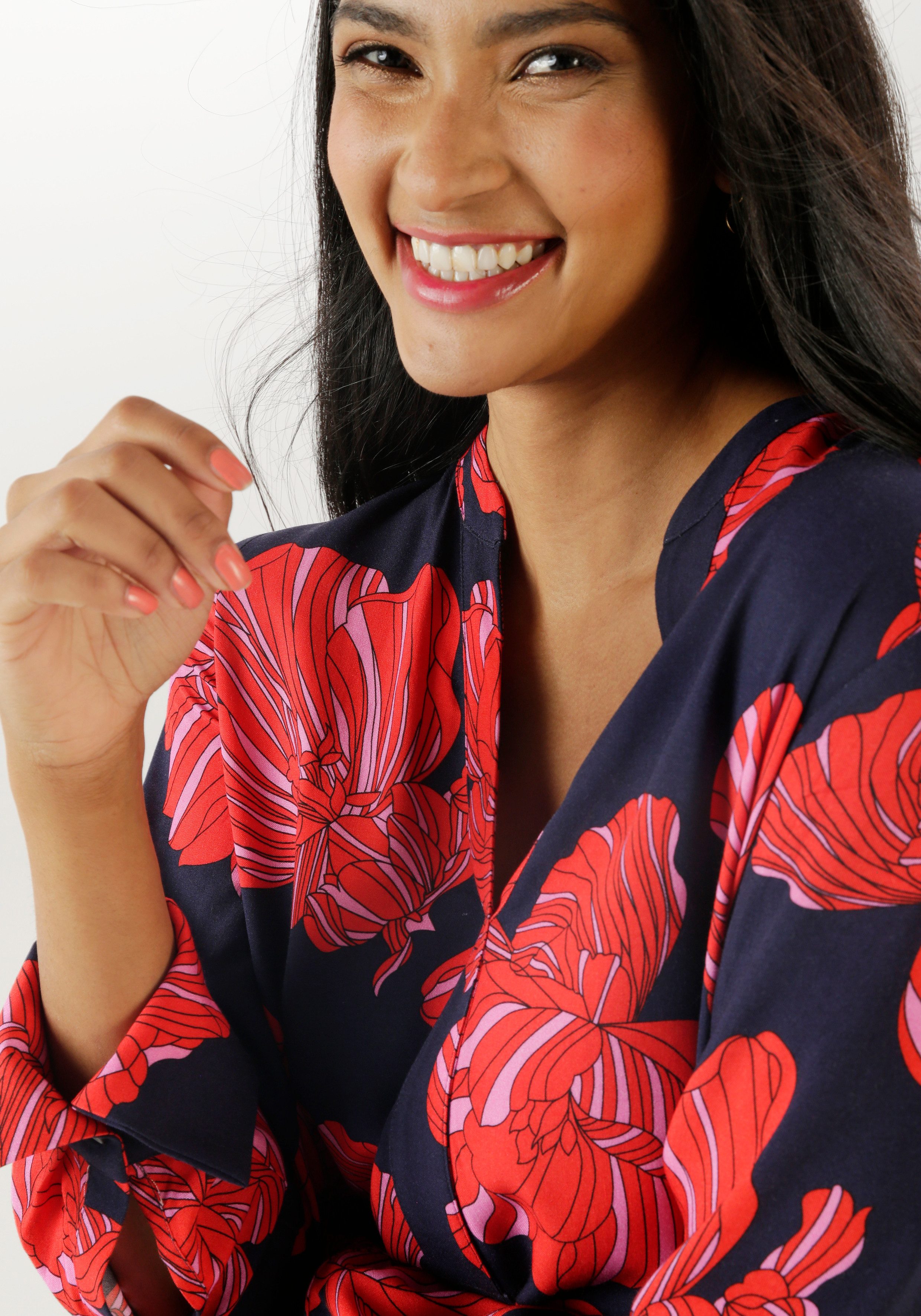 Aniston SELECTED Lange blouse met bijzondere bloemenprint - nieuwe collectie
