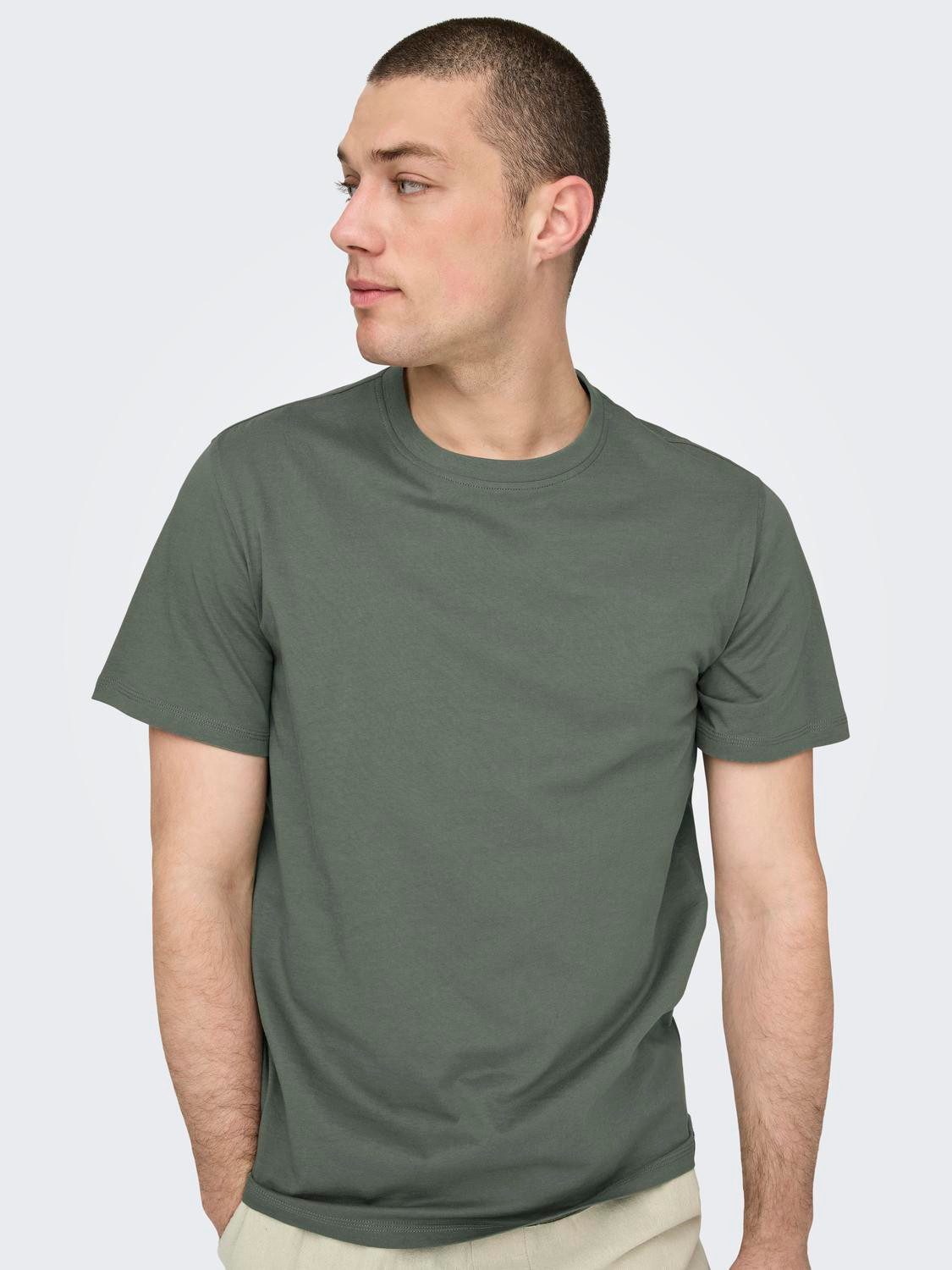 ONLY & SONS Shirt met ronde hals ONSMAX LIFE REG SS STITCH TEE