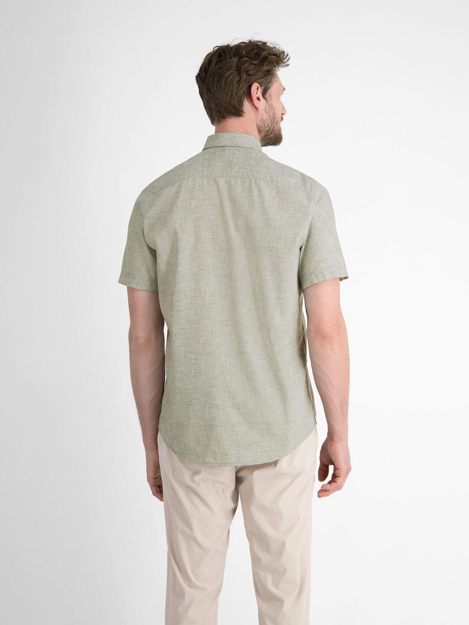 Lerros Overhemd met korte mouwen LERROS kortarmig overhemd met verborgen button-down kraag