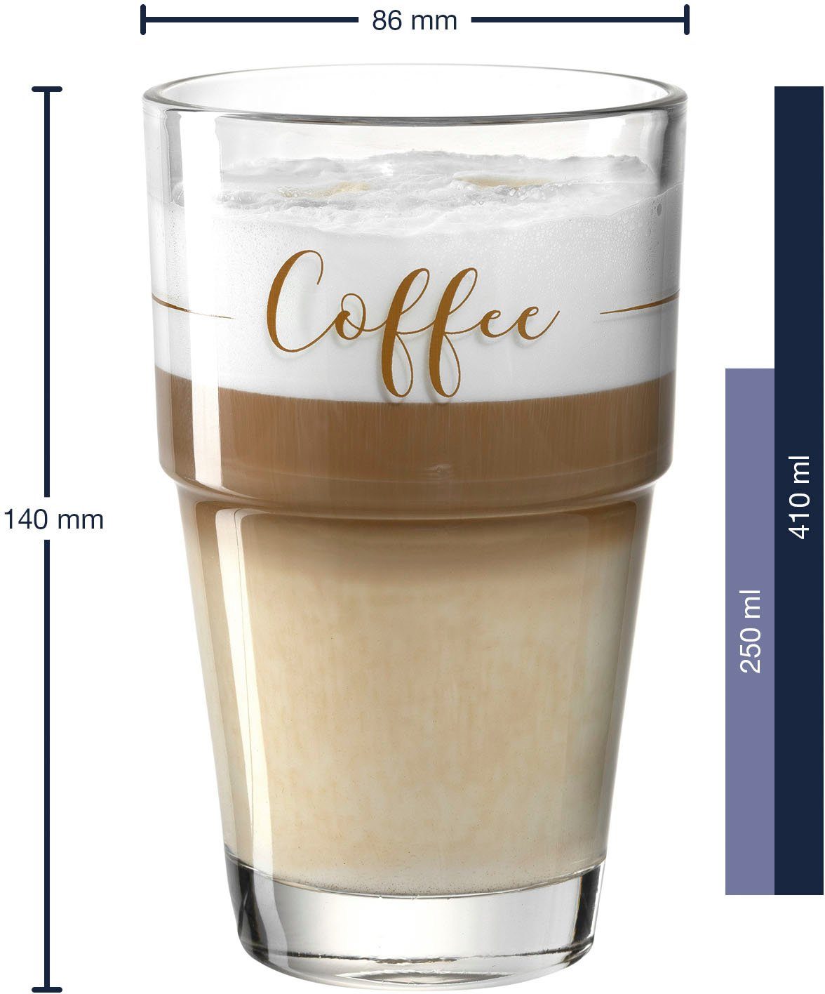 LEONARDO Latte macchiato glas Glazen-set SOLO "Koffie" (set, 6-delig)