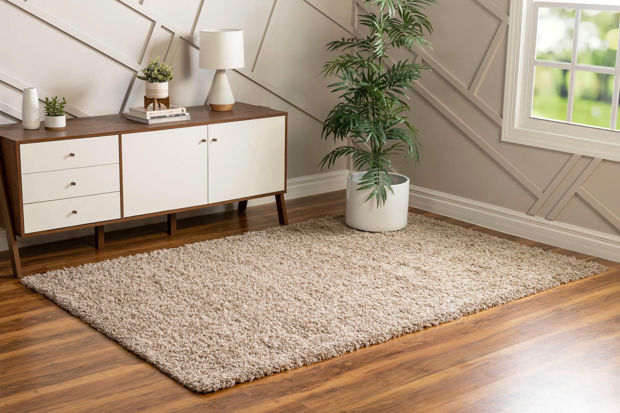 Myflair Möbel & Accessoires Hoogpolig vloerkleed Shaggy shag voorraadopruiming geweven, unikleurig, ideaal in de woonkamer & slaapkamer