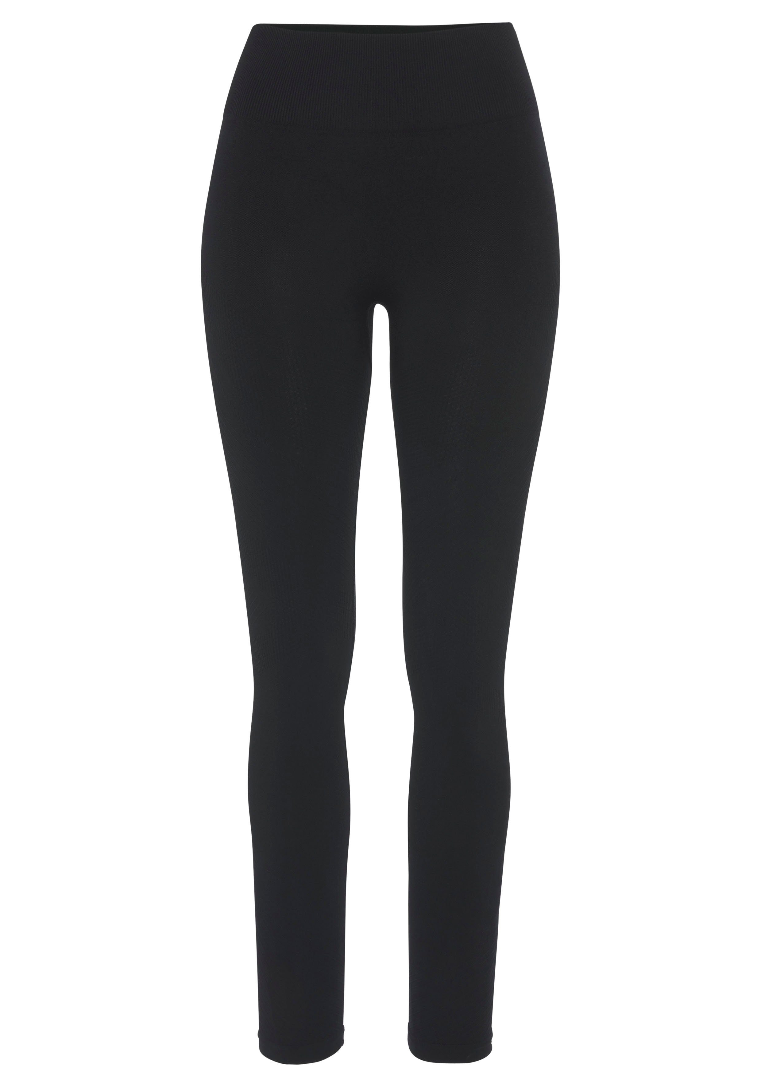 Lascana Naadloze legging Po Push Up met ribstructuur en shaping-effect, sportbroek, sportleggings