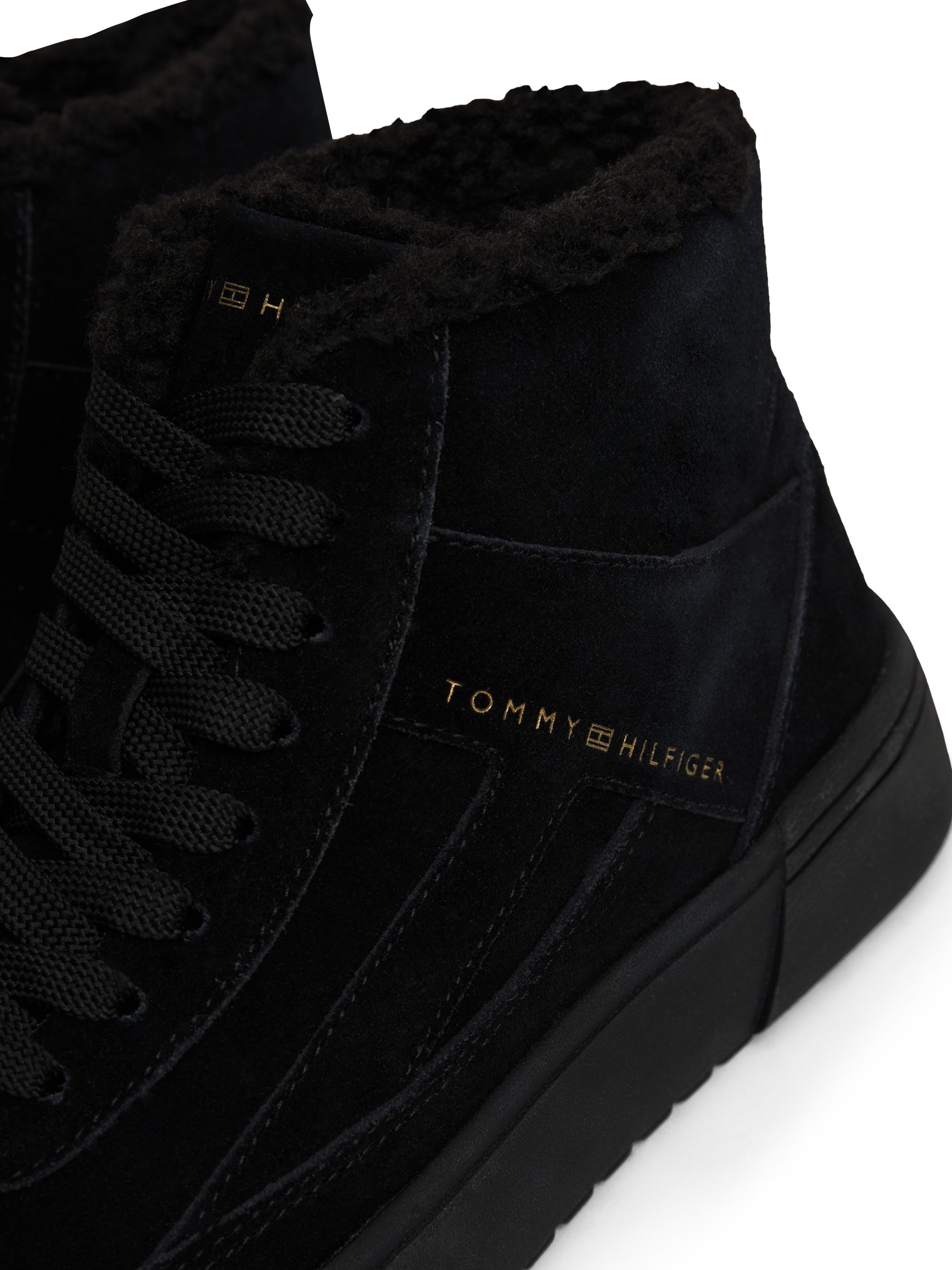 Tommy Hilfiger Winterlaarzen SUEDE VULC WINTER SNEAKER HI , high-top sneaker, veterschoenen, enkellaars met zijlogo