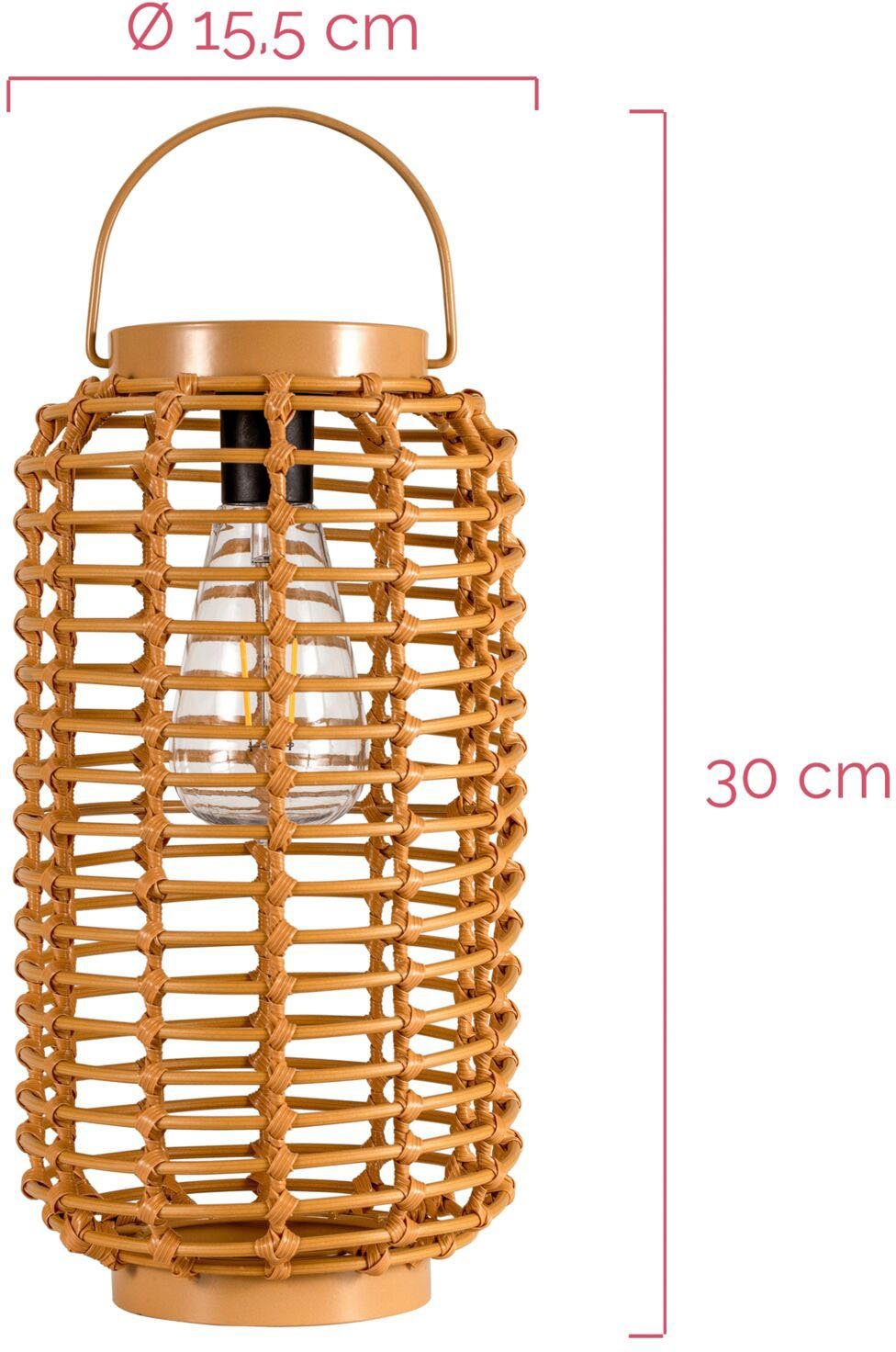Pauleen Led-lantaarn Sunshine Darling solarlaterne beige rattan/metaal/kunststof