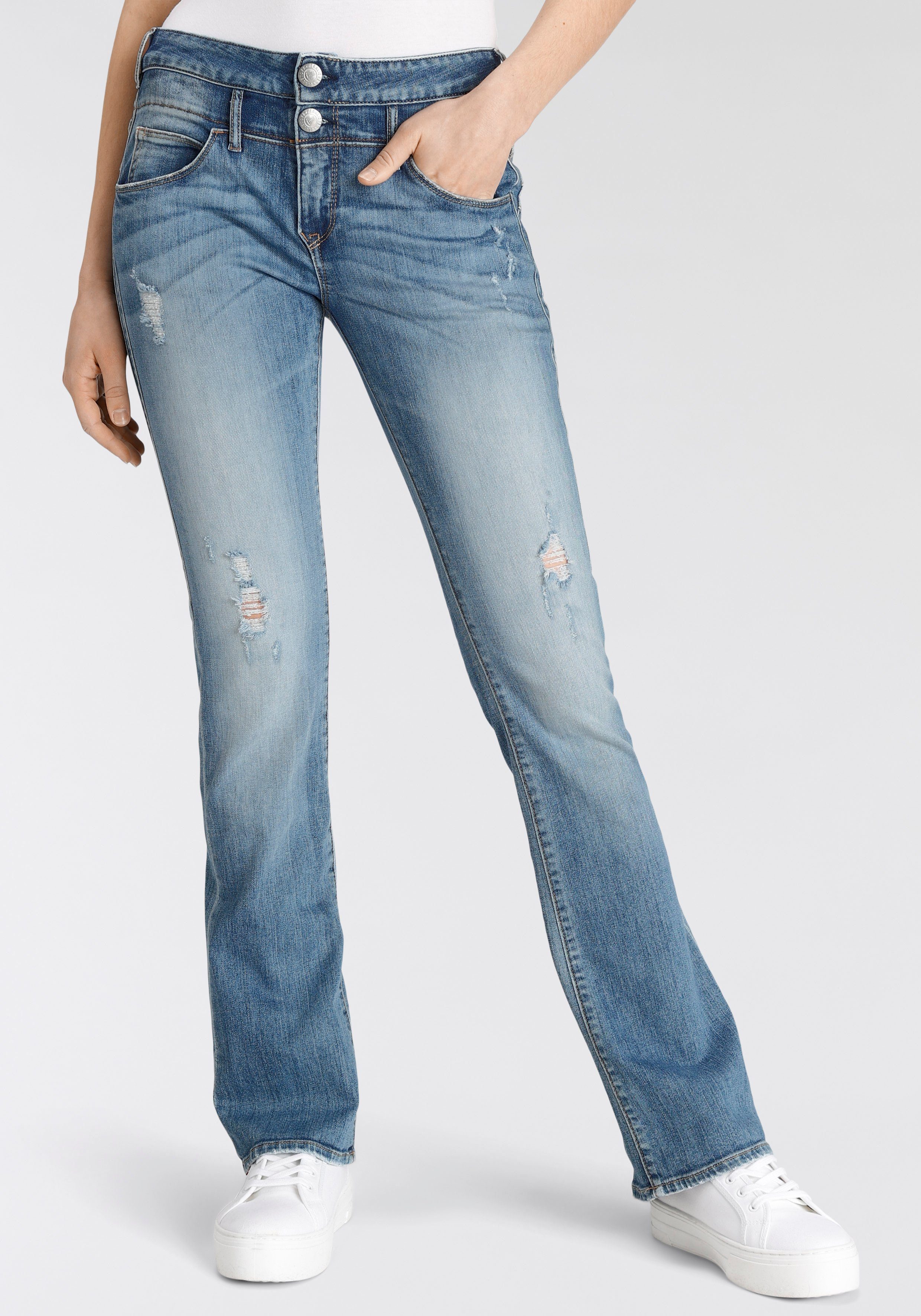 Herrlicher Bootcut jeans Baby Boot Organic Denim met flatterende coupenaden op de achterzakken