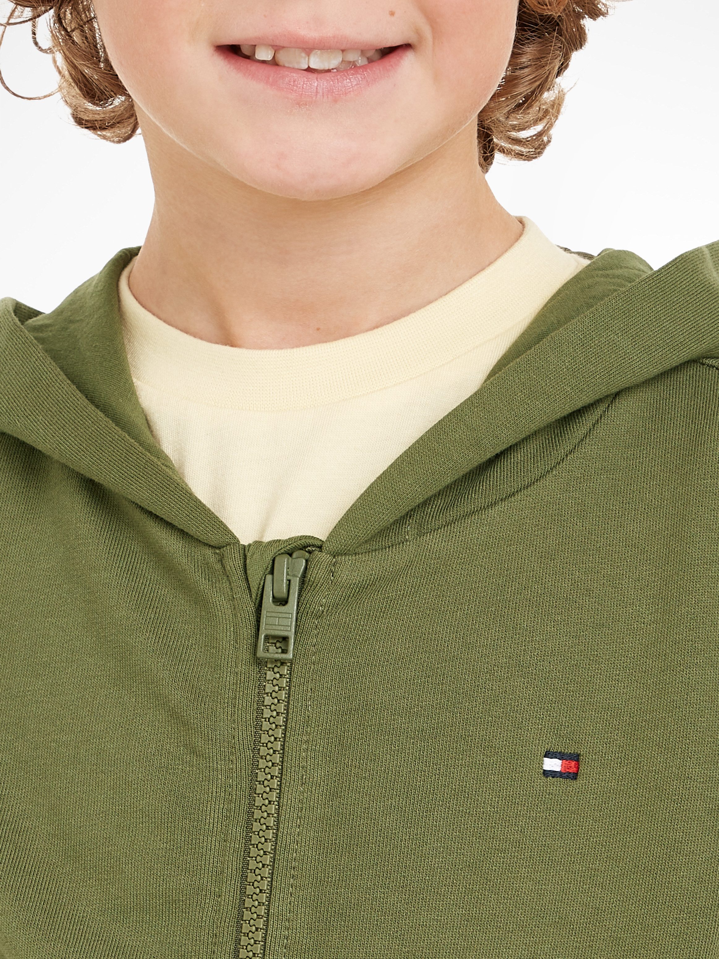 Tommy Hilfiger Sweatvest U ESSENTIAL ZIPTHROUGH HOODIE Kinderen tot 16 jaar met logo-opdruk