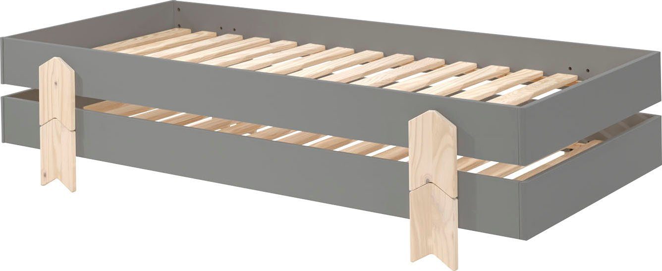 Vipack Kinderledikant Modulo Tienerbed, 1-persoons, stapelbed met poten in pijl-look