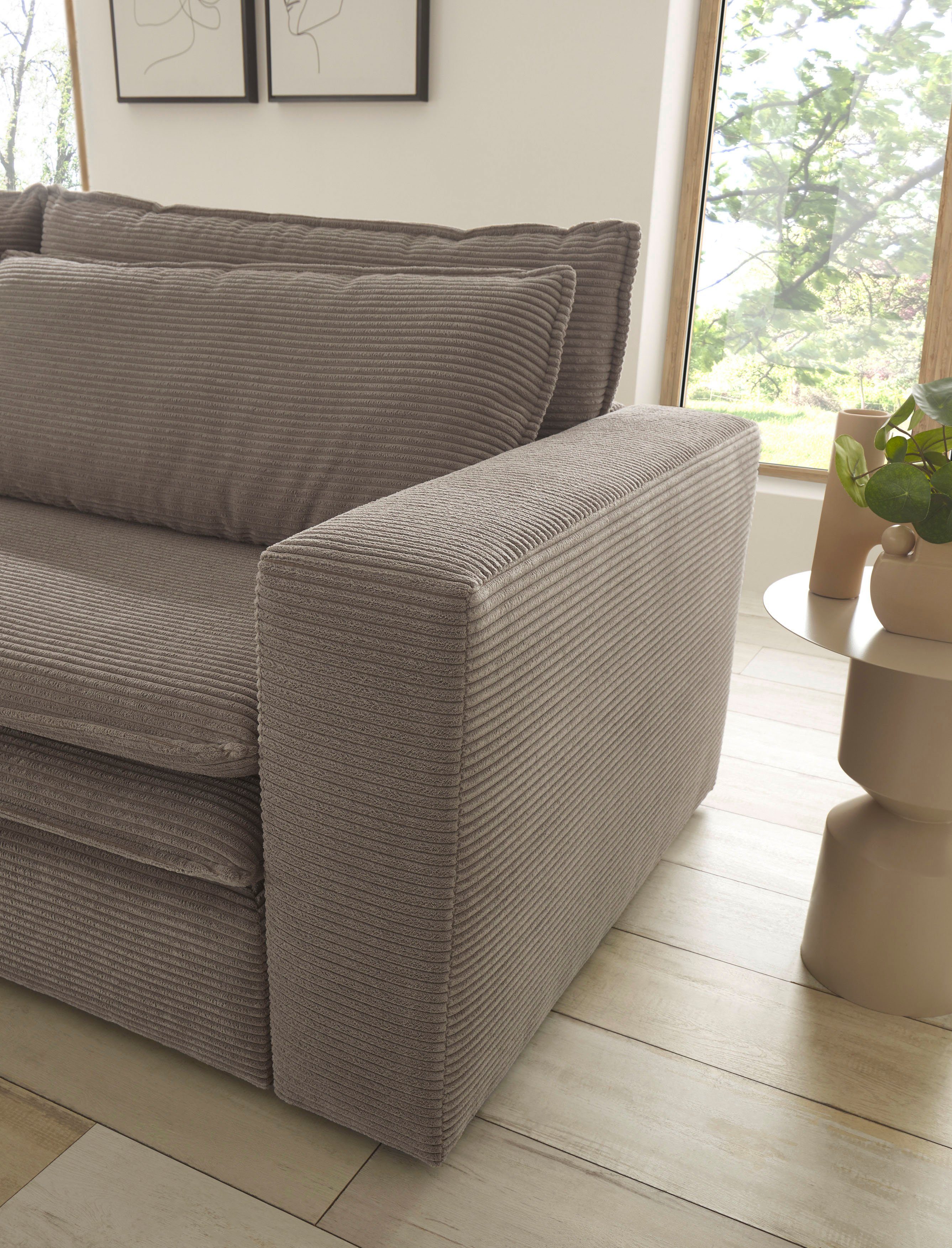 Places of Style 3-zitsbank PIAGGE Cord-bekleding - met slaapfunctie en bedkist, met praktische topmatras