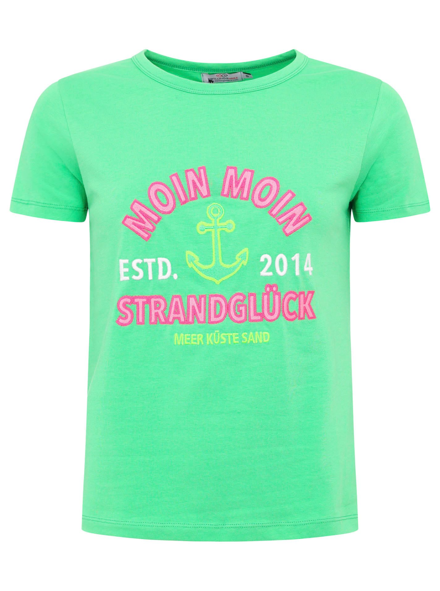 Zwillingsherz T-shirt Moin Moin met maritieme borduursel