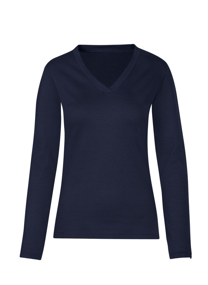 Trigema T-shirt TRIGEMA langarmshirt met V-hals (1-delig)