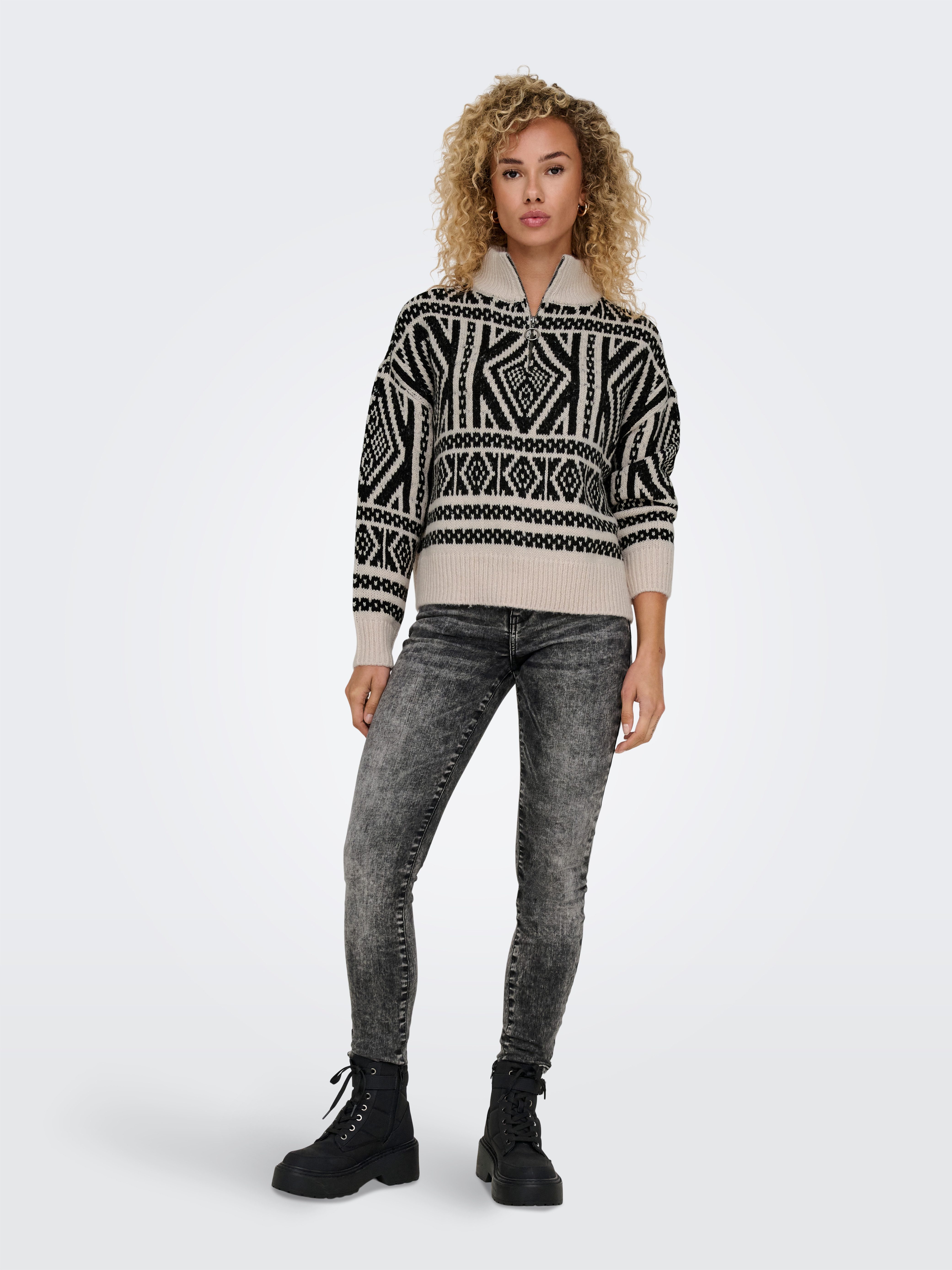 Only Gebreide trui ONLFELICIA LS ZIP PULLOVER NCA KNT