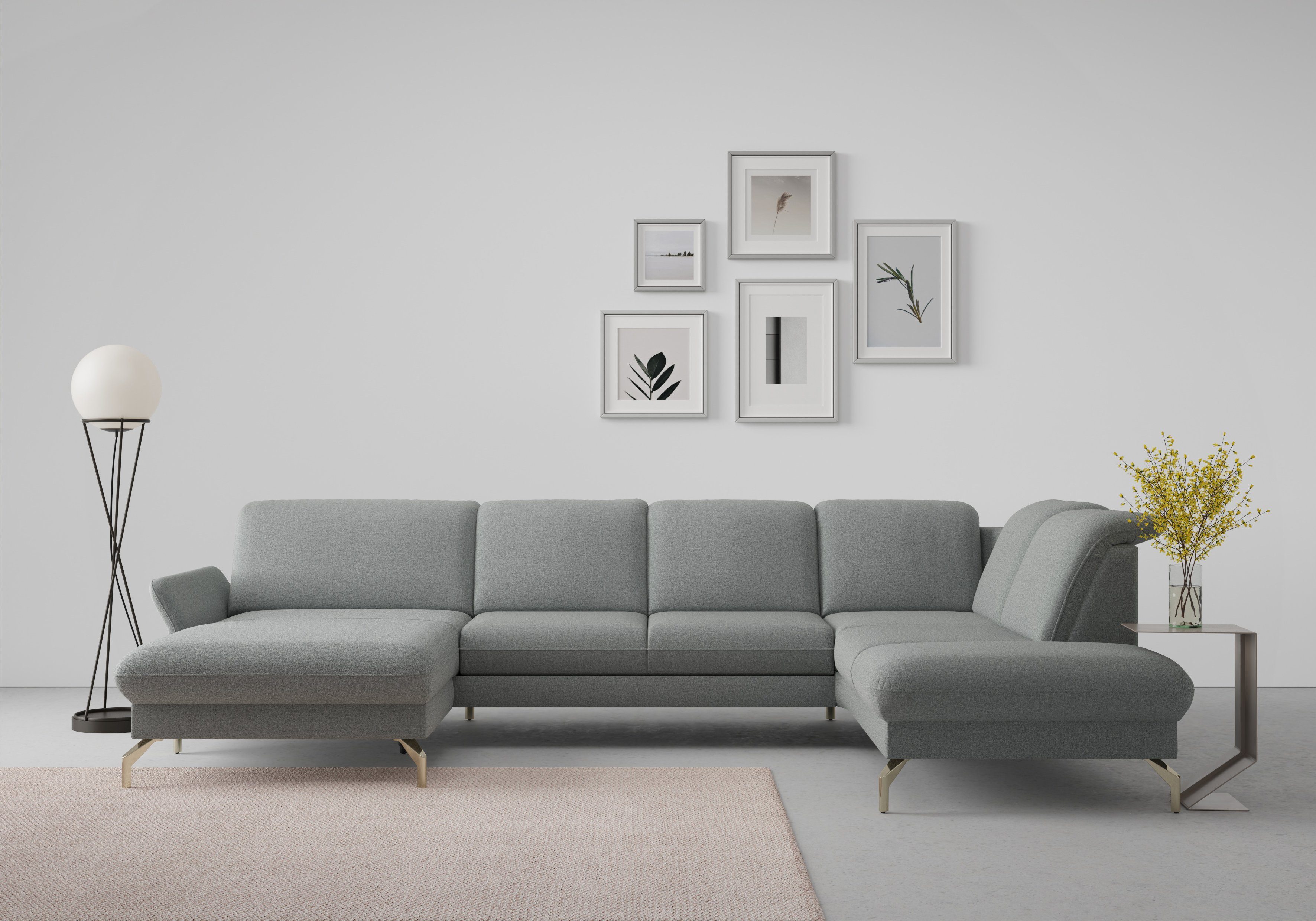 sit&more Zithoek Fashion U-vorm naar keuze met verstelbare hoofdsteun, uittrekzitting, motorisch, nikkel poten grijs, zithoeken, Met verstelbaar