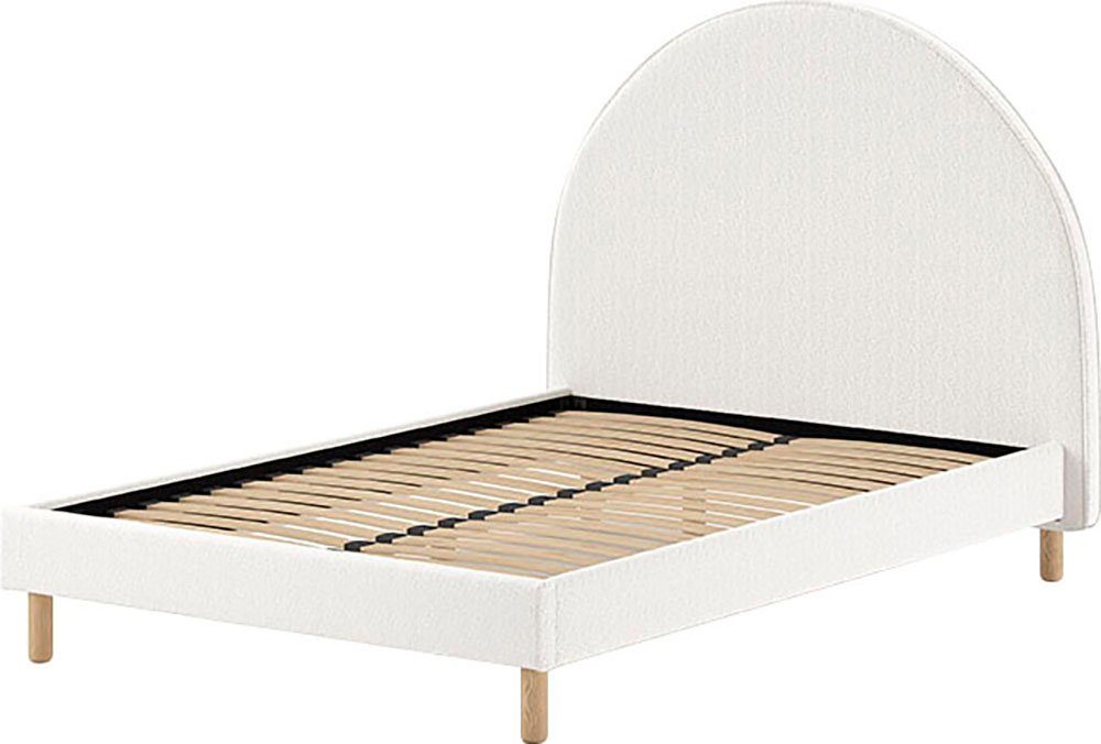 Vipack Gestoffeerd bed Moon, met fluffy bouclé stof in verschillende kleuren incl. rollattenbodem, keuze uit 2 breedtes en verschillende kleuren