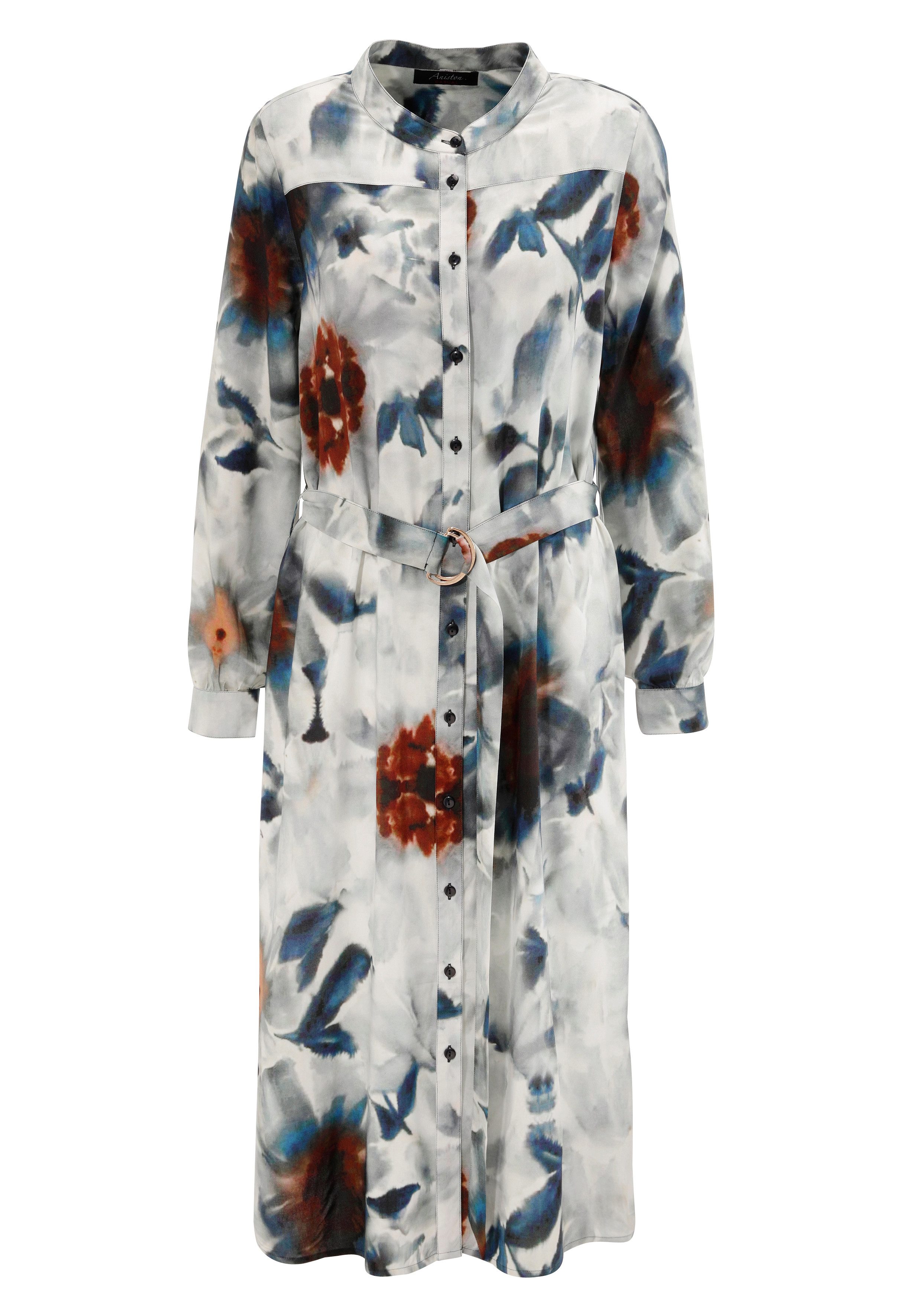 Aniston CASUAL Blousejurk met fantasierijke bladerenprint in batik-dessin - nieuwe collectie