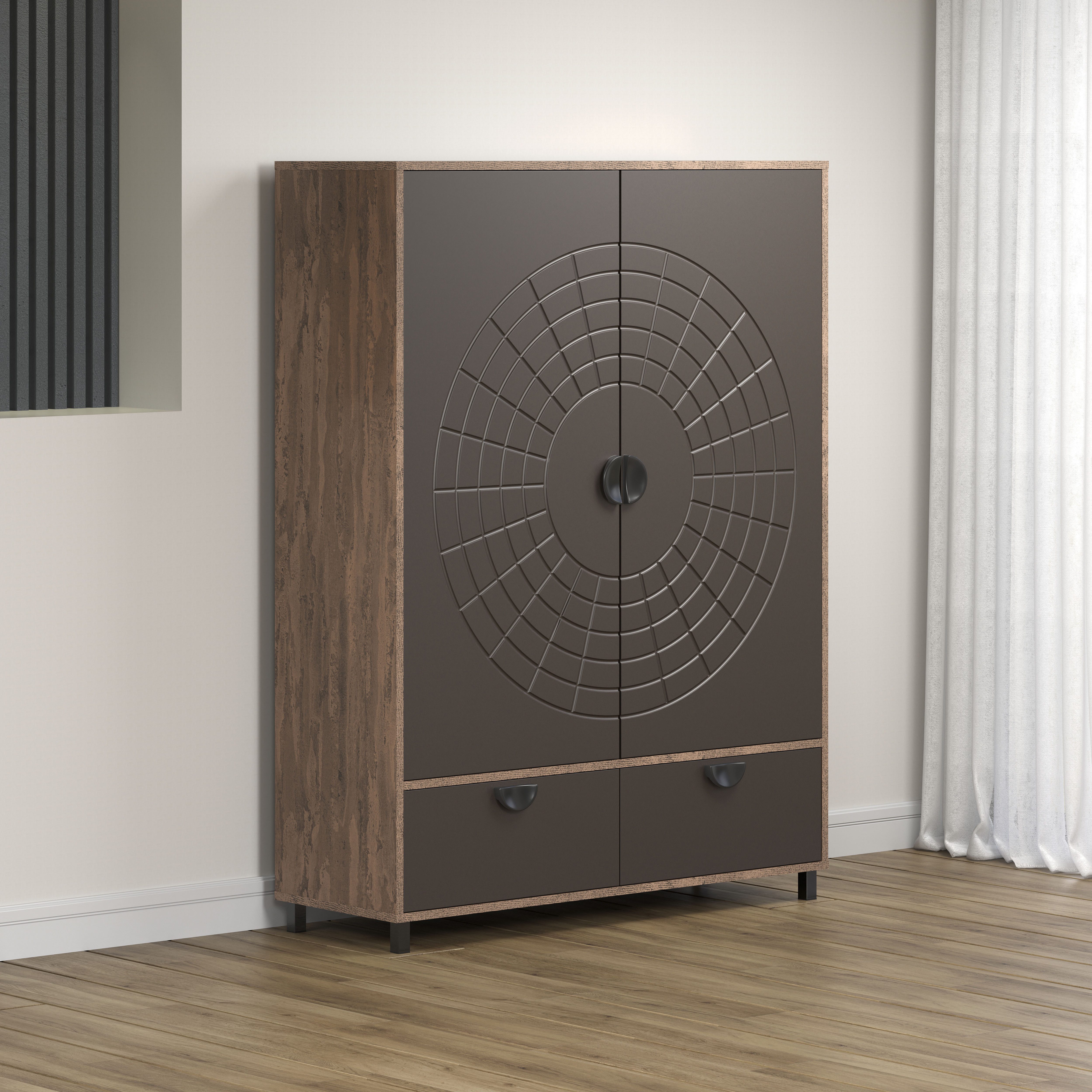 INOSIGN Highboard Fusion Opbergkast met bijzonder cirkelpatroon - (B/D/H) 120/42/163 cm (1 stuk)