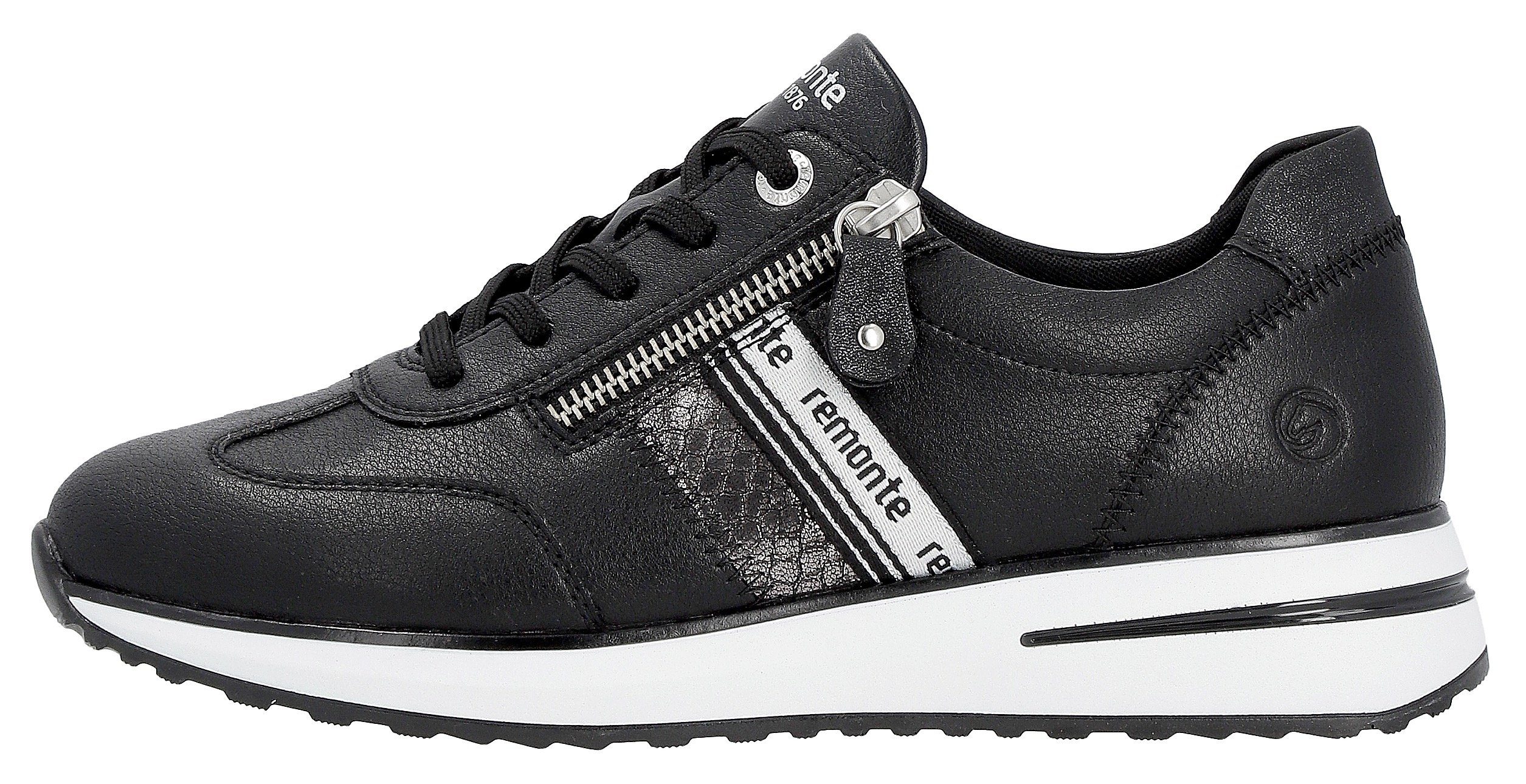 Remonte Sneakers met sleehak met zijrits, vrijetijdsschoen, lage schoen, veterschoen
