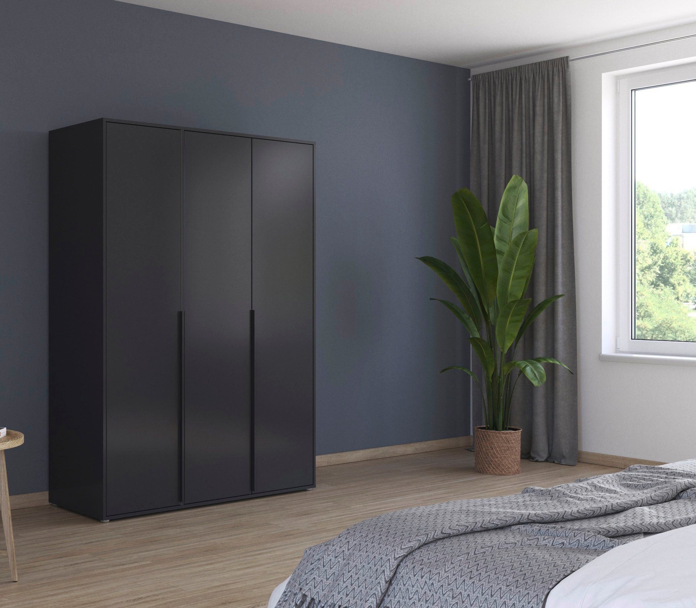 rauch Draaideurkast Kledingkast Kast Garderobe Wasmand NAGATA veel Opbergruimte met moderne stanggrepen in grijs metallic topseller made in germany