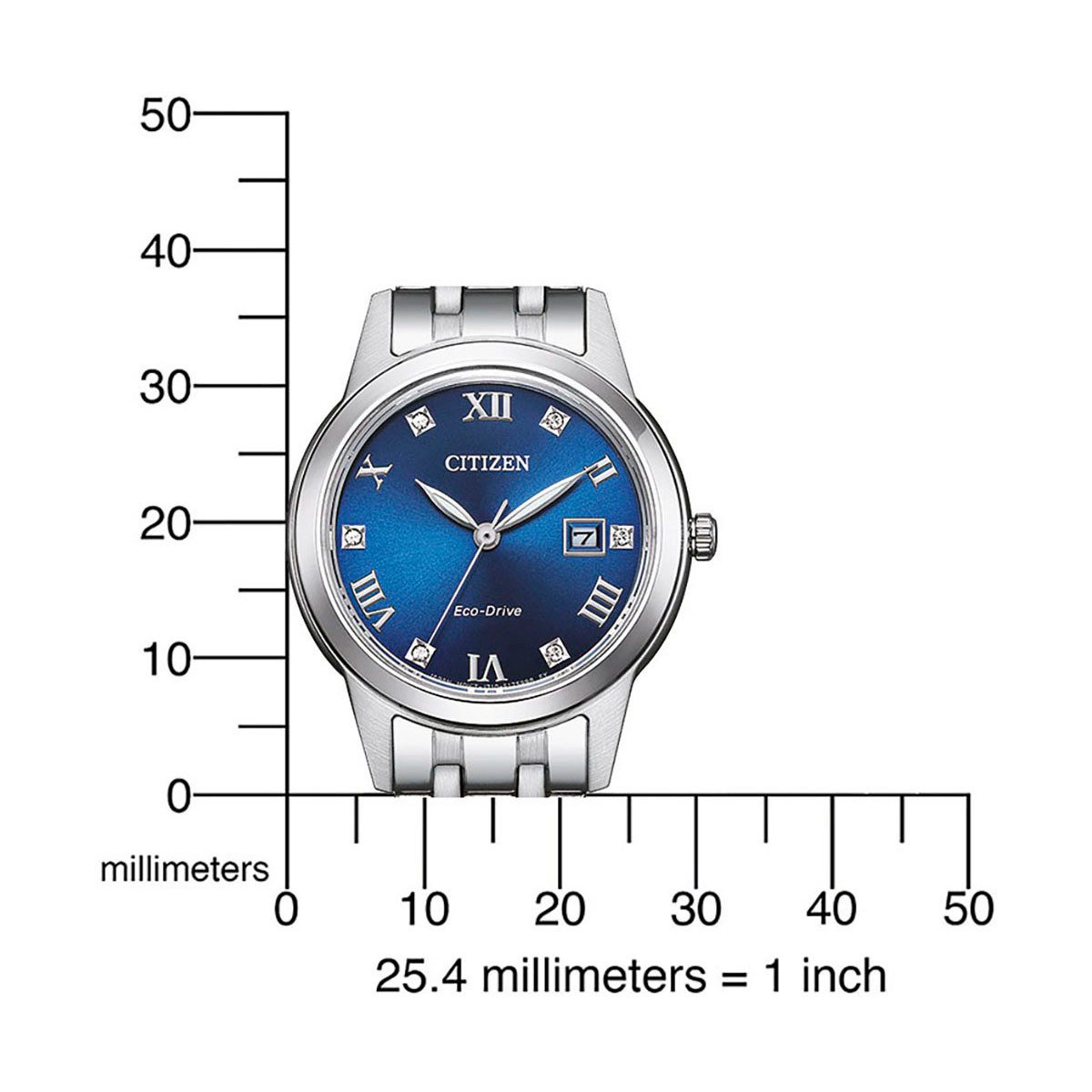 Citizen Solarhorloge FE1240-81L Horloge, dameshorloge, datum, kristalstenen, roestvrijstalen band