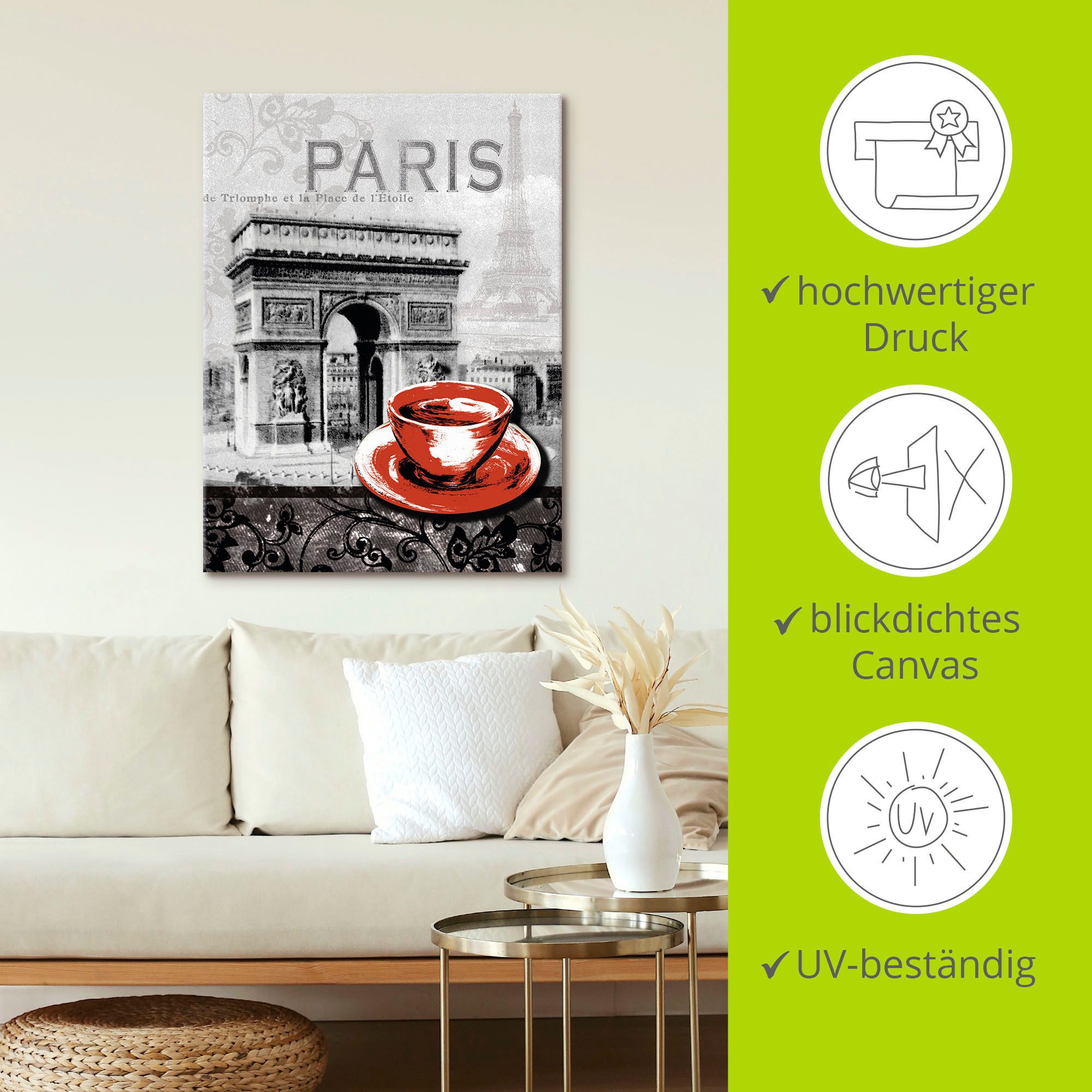 Artland Artprint Parijs - Café au lait als artprint van aluminium, artprint voor buiten, artprint op linnen, poster, muursticker