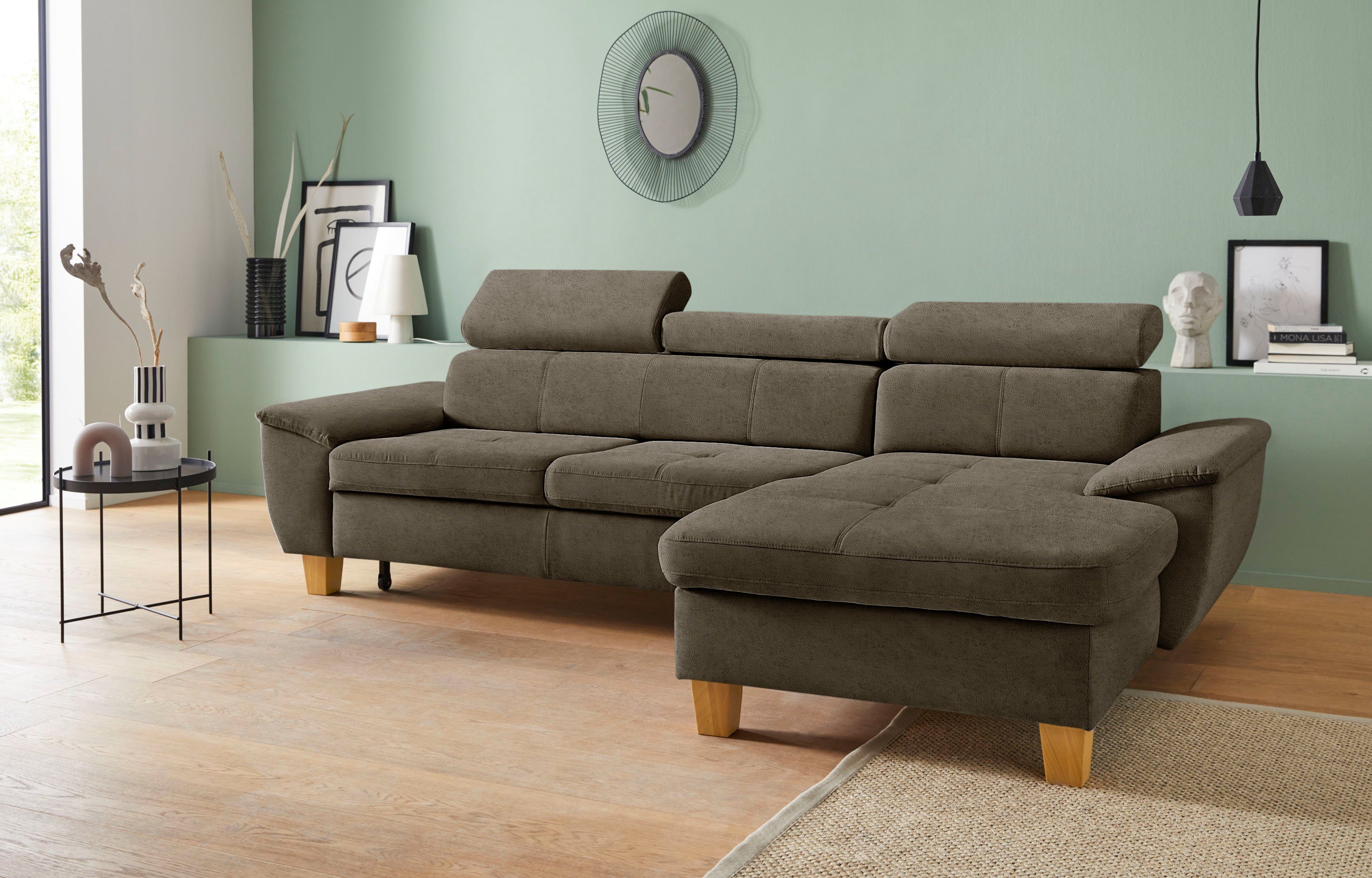 exxpo sofa fashion Hoekbank met verstelbare hoofdsteun, naar keuze met slaapfunctie en bedkist