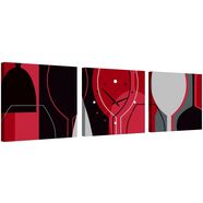 conni oberkircher´s wanddecoratie wine glass - wijnglas met decoratieve klok op artistieke canvasprint, decoratie, rode wijn, witte wijn, keuken, modern (set) rood
