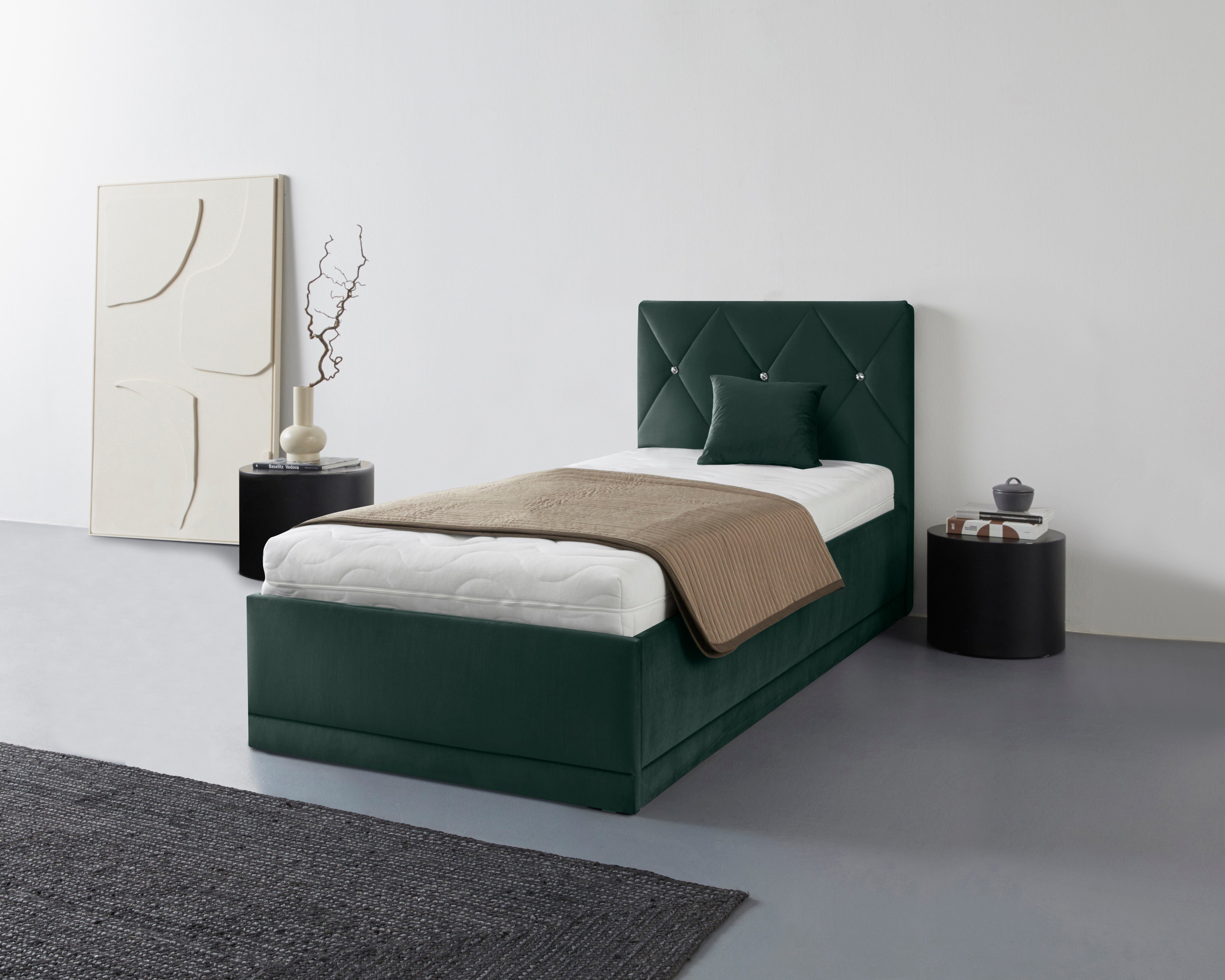 Westfalia Polsterbetten Gestoffeerd bed ADAMAS ook met bedlade, knoopdetails met stras