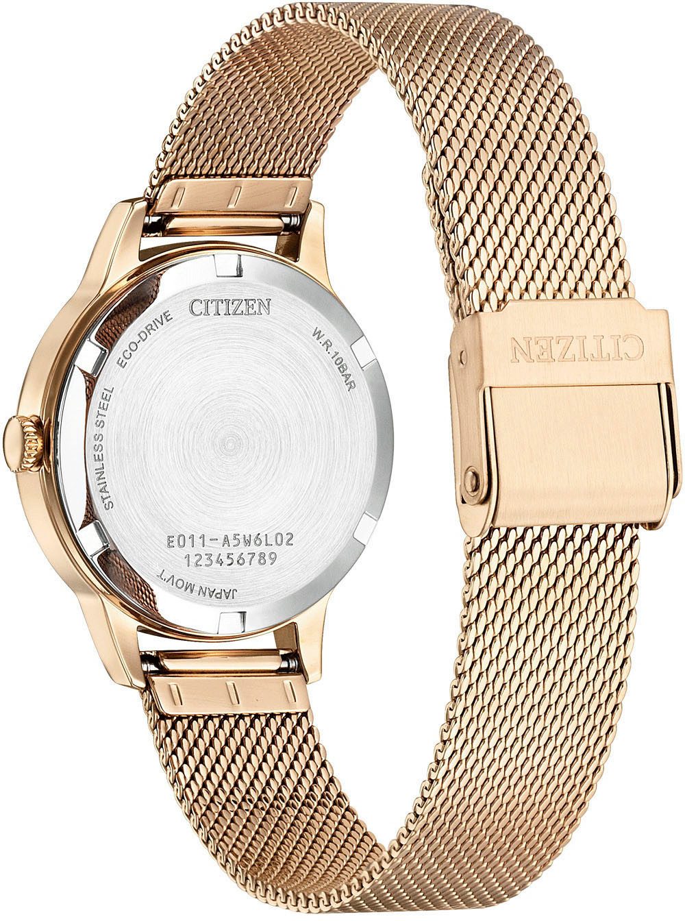 Citizen Solarhorloge Polshorloge, dameshorloge, roestvrijstalen band, analoog, datum, Eco-Drive
