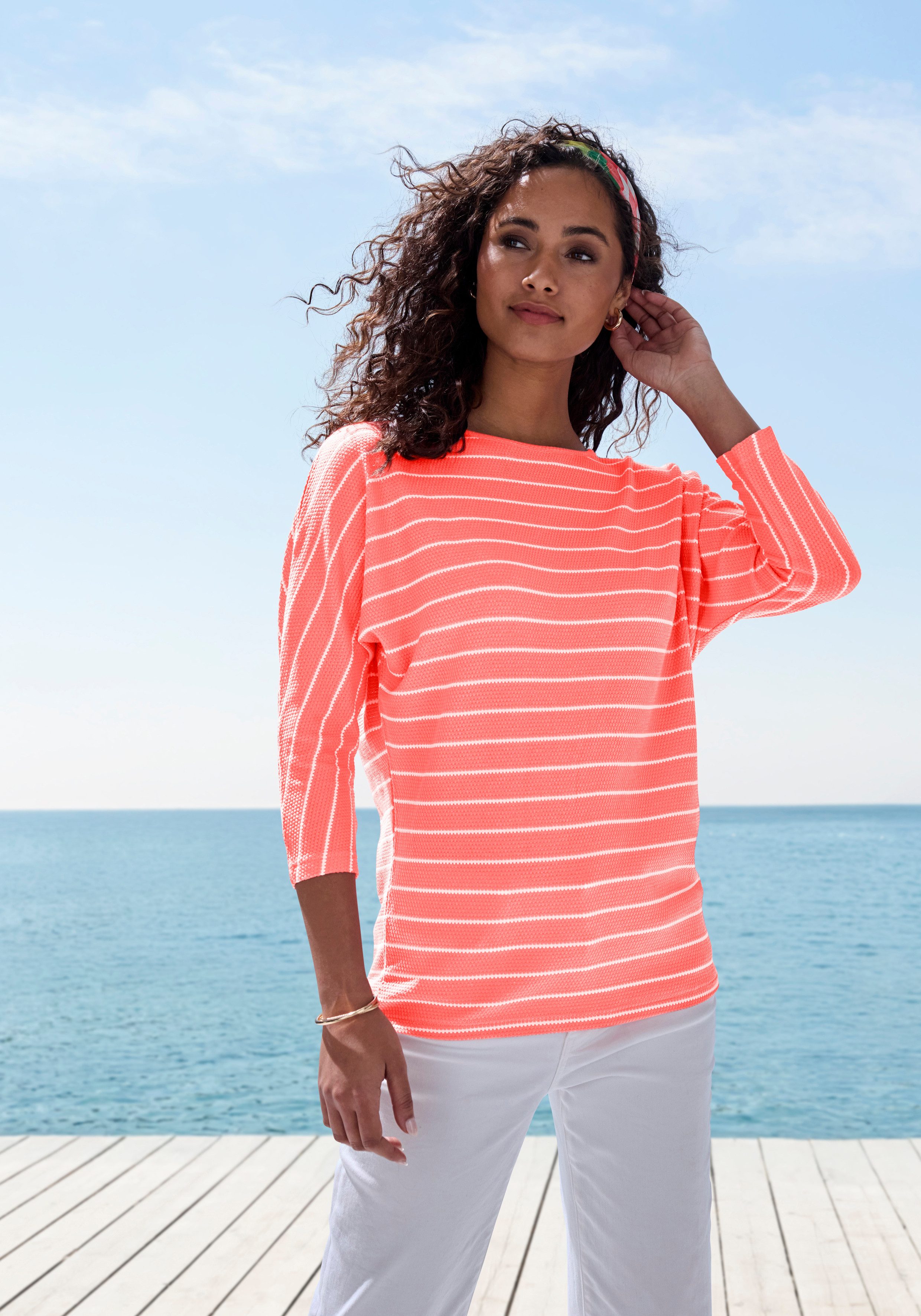 Vivance Shirt met 3/4 mouwen Met modieuze streepstructuur