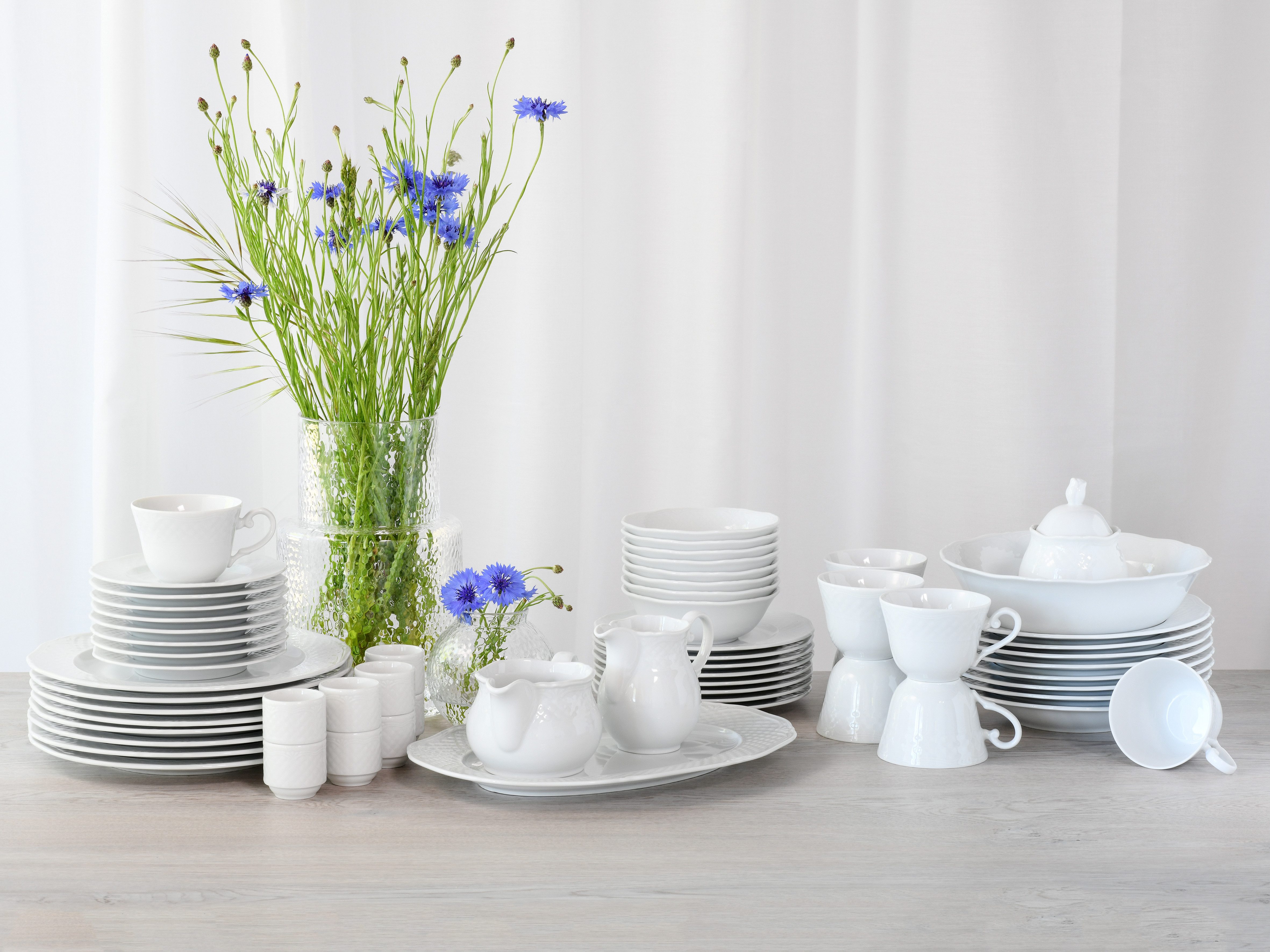 CreaTable Combi-servies Servies-set Arianne Servies, wit, klassiek, 61 delen, voor 8 personen (set, 61-delig)