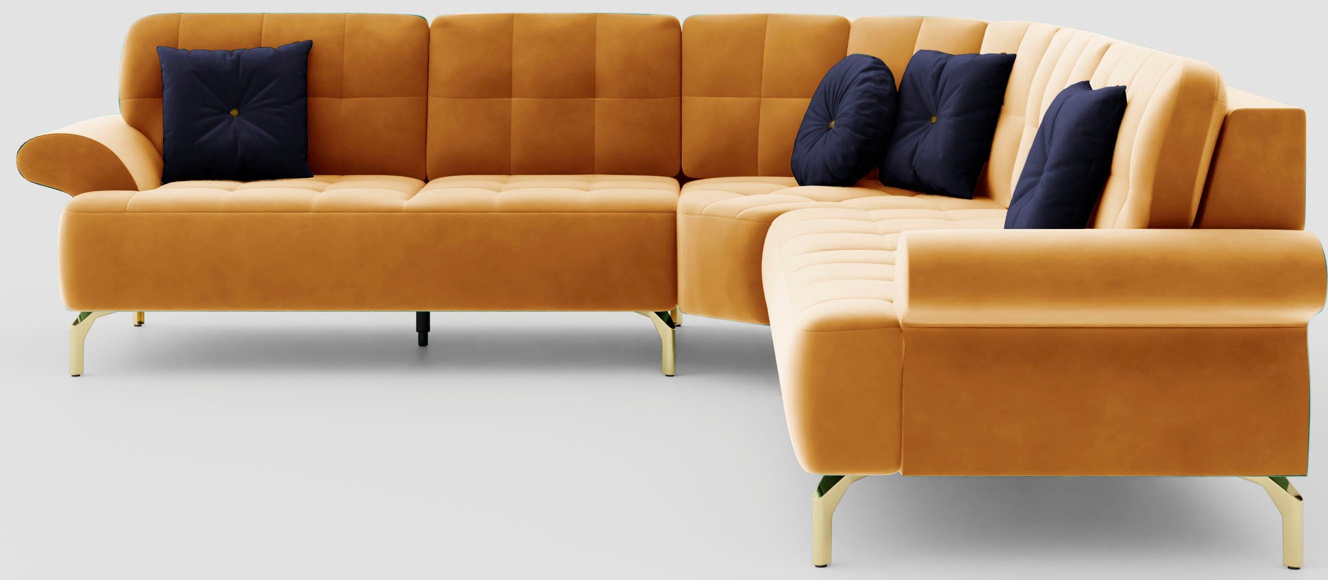 sit&more Hoekbank Orient 1 L-vorm inclusief 4 sierkussens met strassteentjes, goudkleurige metalen poten