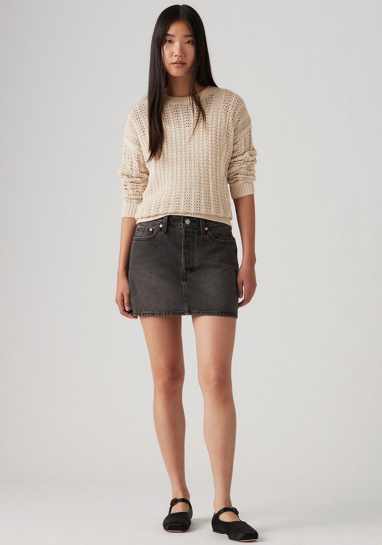Levi's® Jeans rok ICON SKIRT met used-effecten en rafelige randen