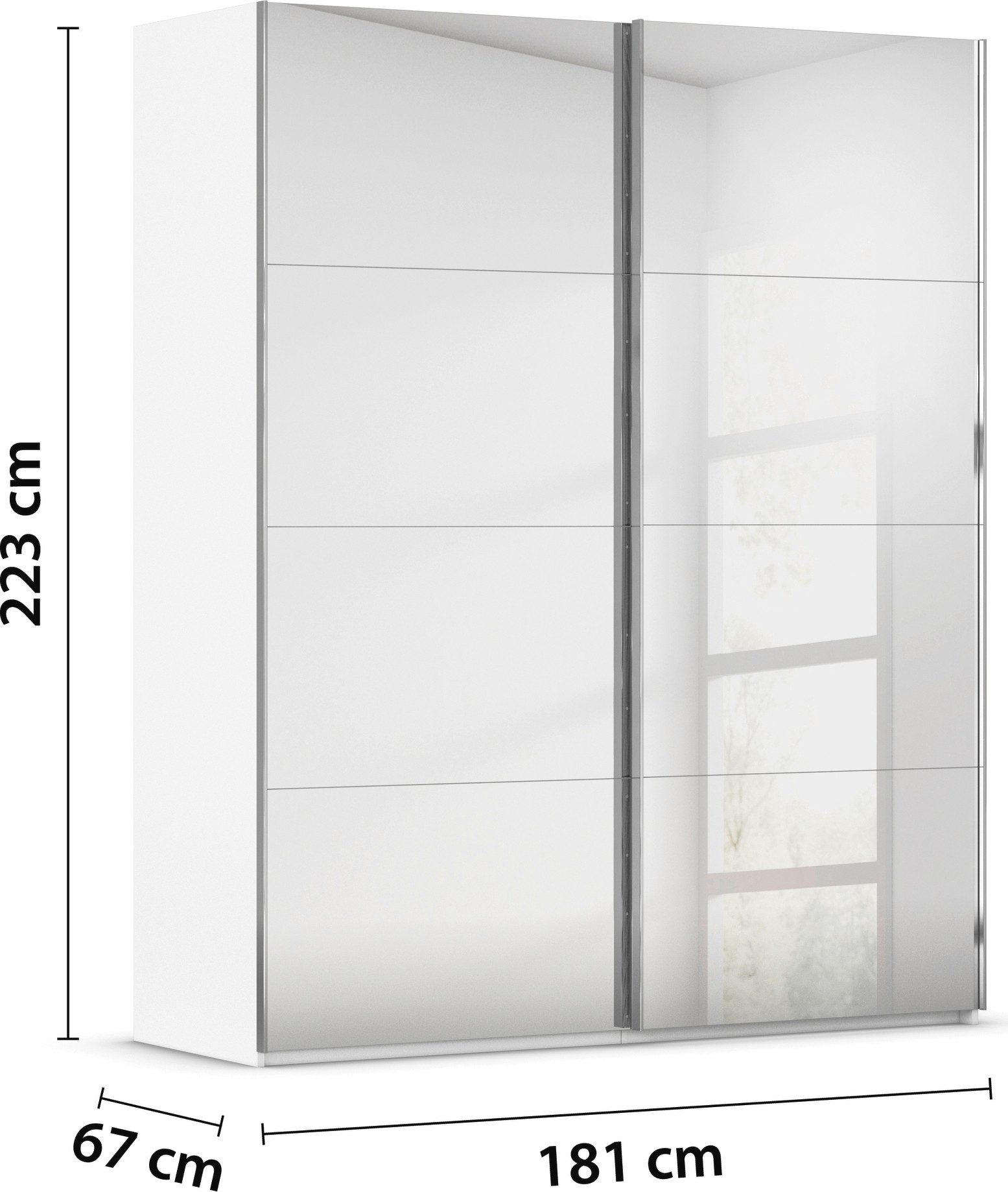 rauch Schuifdeurkast Kledingkast Kast Garderobe Slaapkamerkast SCALE-FYRA edel vierdelige deuren, spiegelfront en veel kleuren made in germany