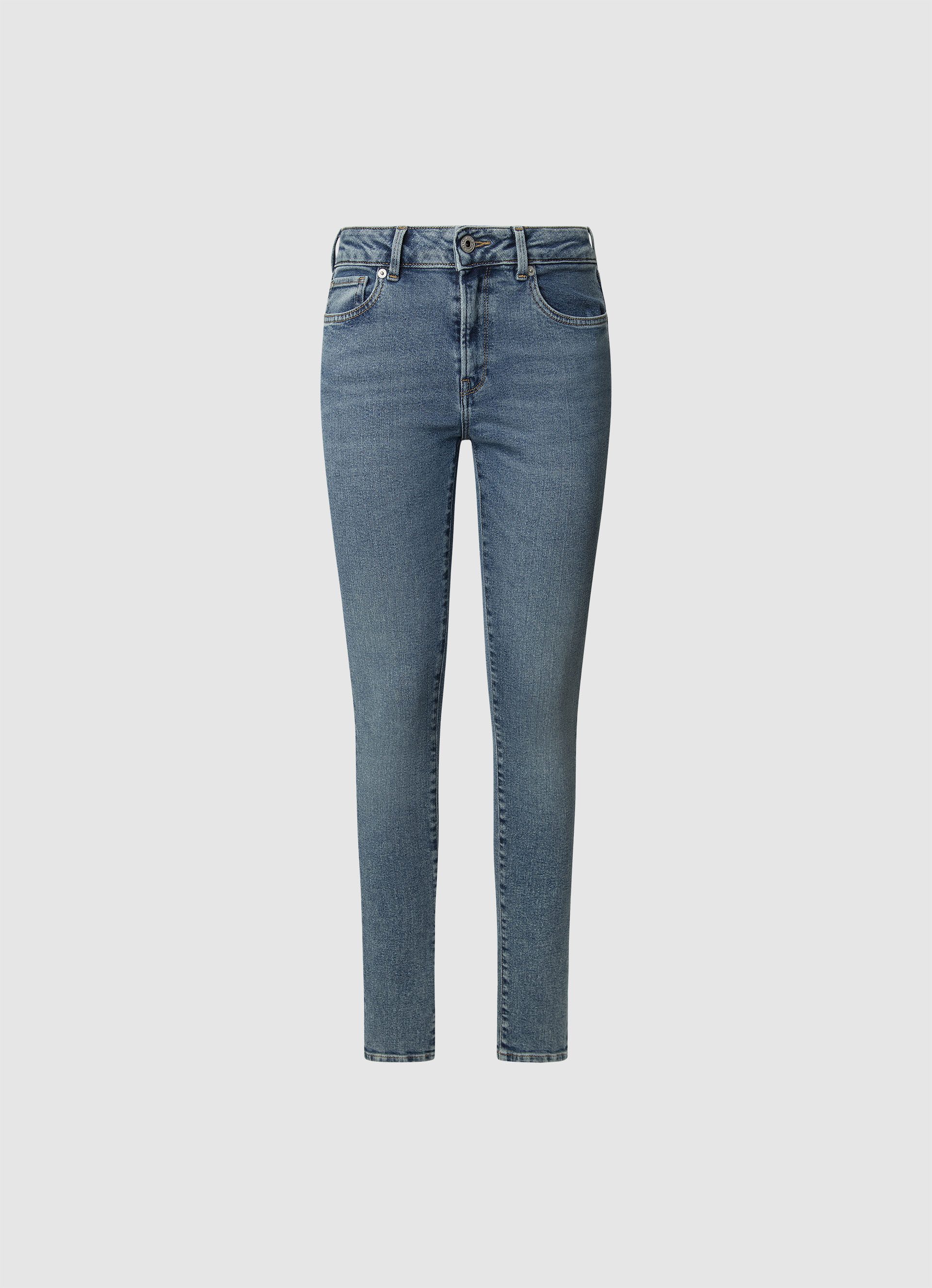 Pepe Jeans Skinny fit jeans SKINNY JEANS MW in verschillende wassingen dames skinny jeans maat 30 blauw