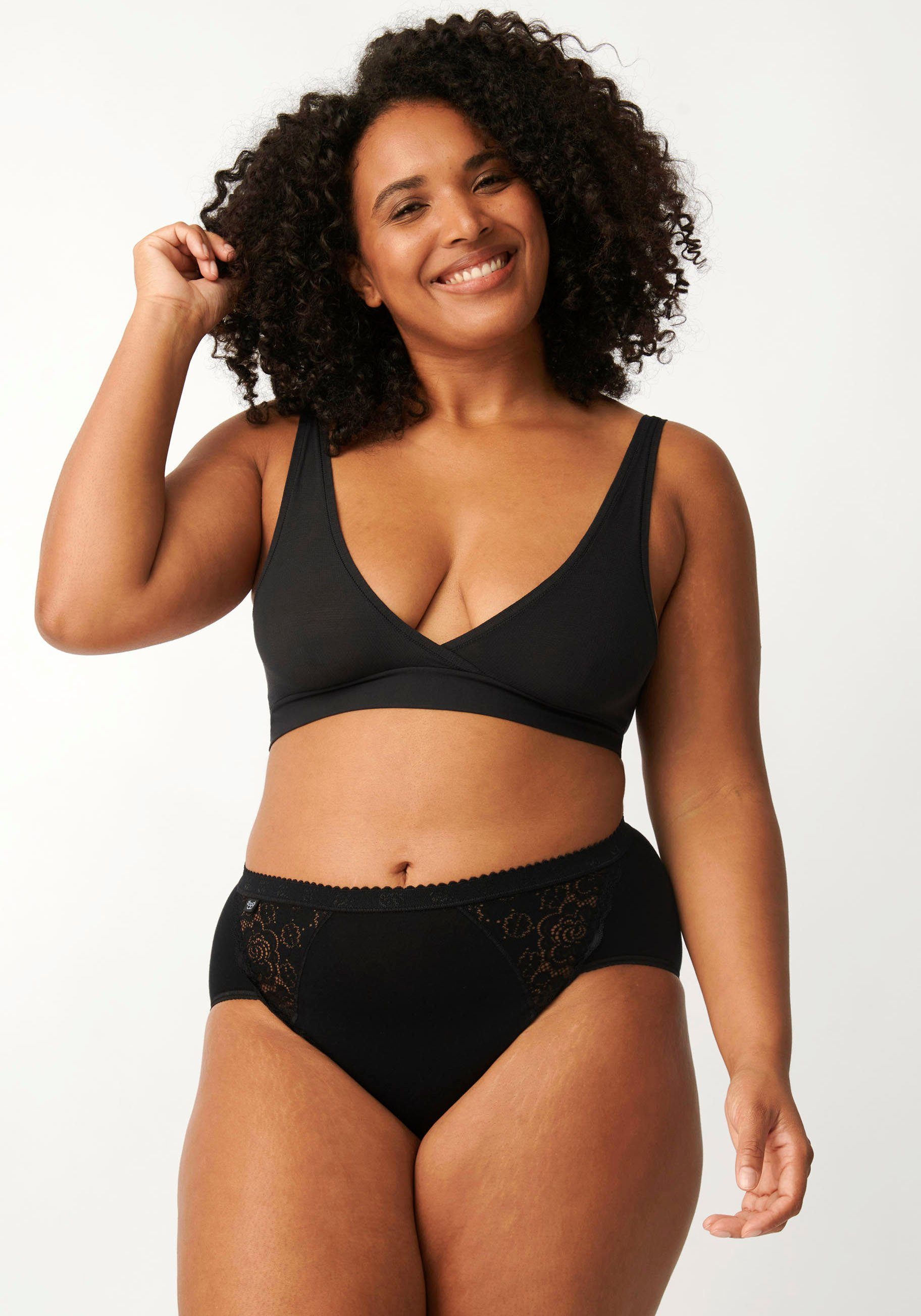 Sloggi Slip Chic Midi 4P met elastische kanten-inzetten (4 stuks, Set van 4)