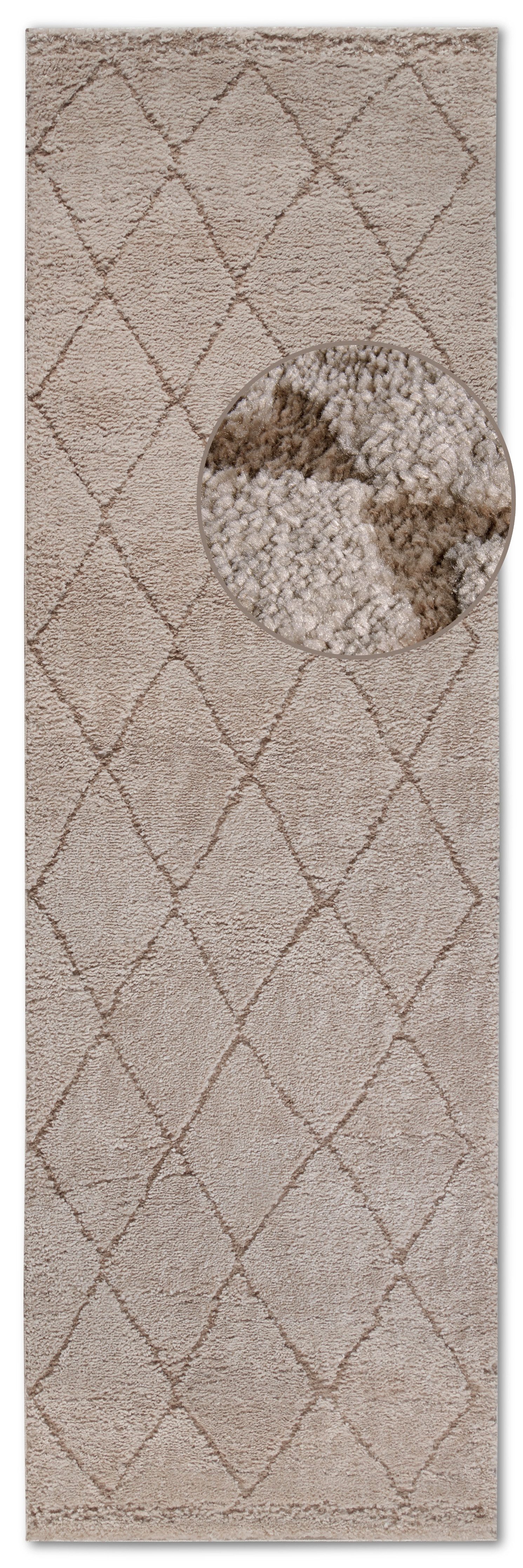 ELLE DECORATION Design-vloerkleed Perrotin Loper, shaggy, pluizig, zacht, hoogpolig, modern, hoog-laag effect