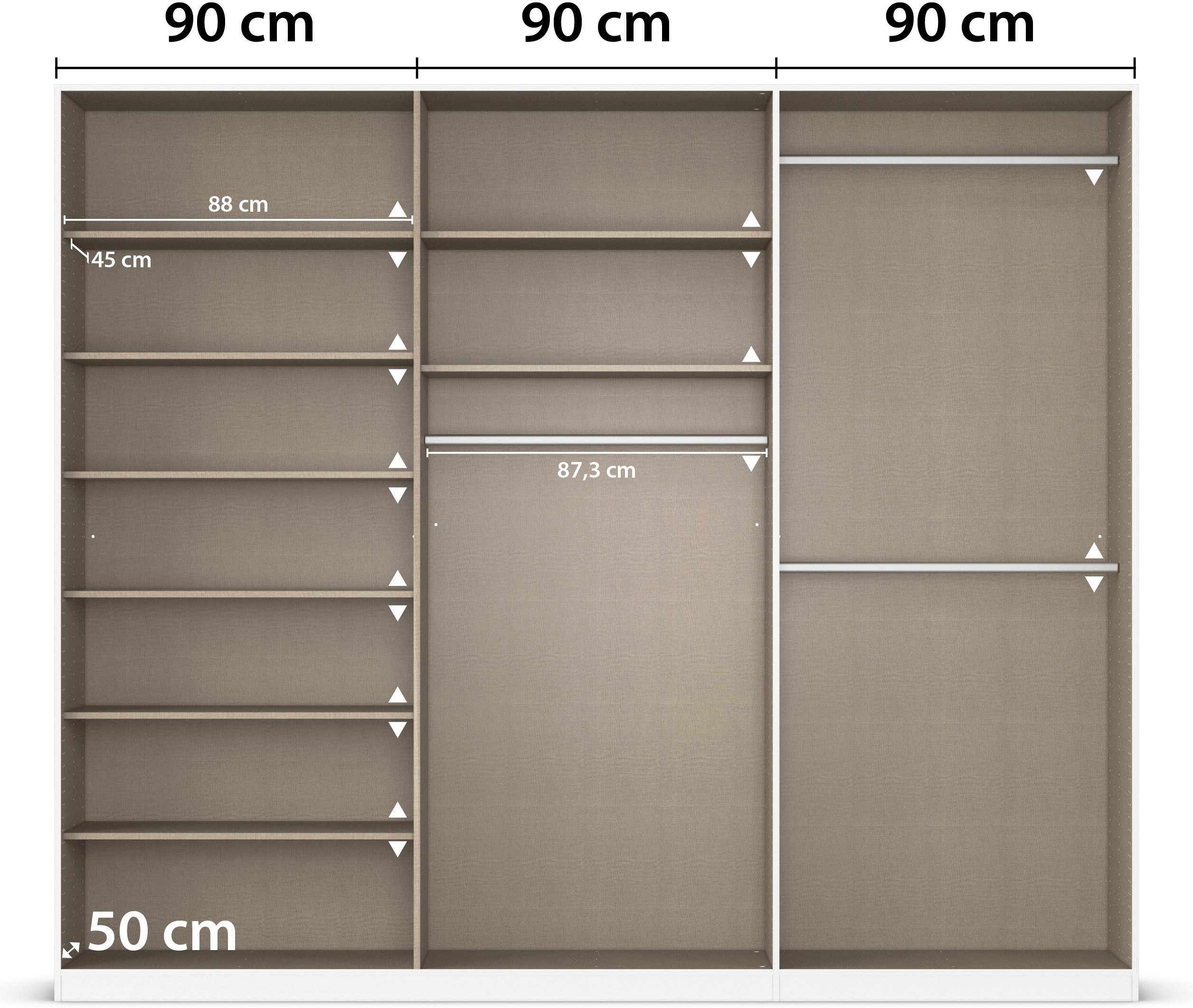 rauch Draaideurkast Kleiderschrank Schrank Garderobe AGORDO TOPSELLER Schlafzimmer doordachte binnenuitrusting, in 6 breedtes en 2 hoogtes made in germany