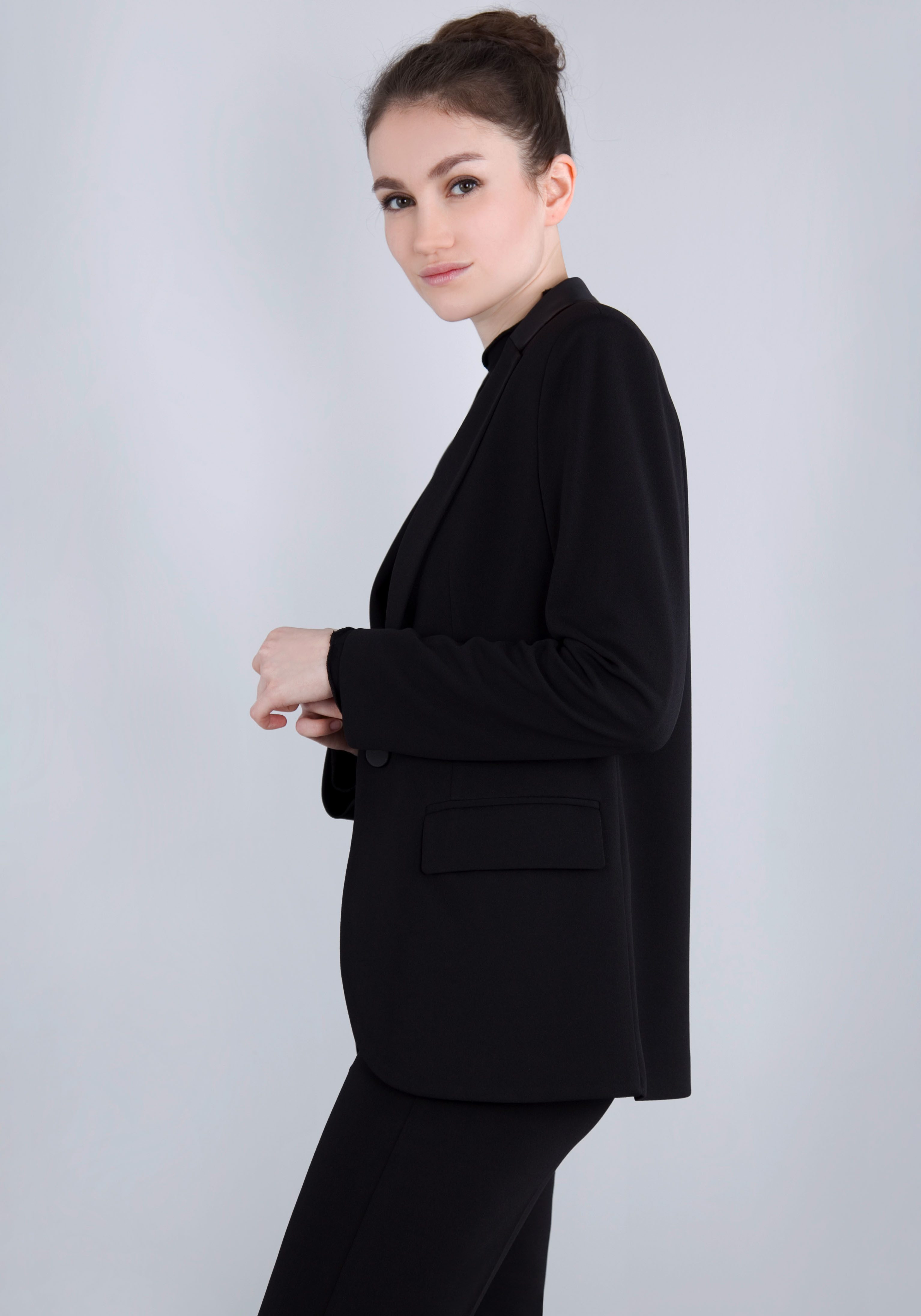 IMPERIAL Lange blazer met satijnen details en stretch