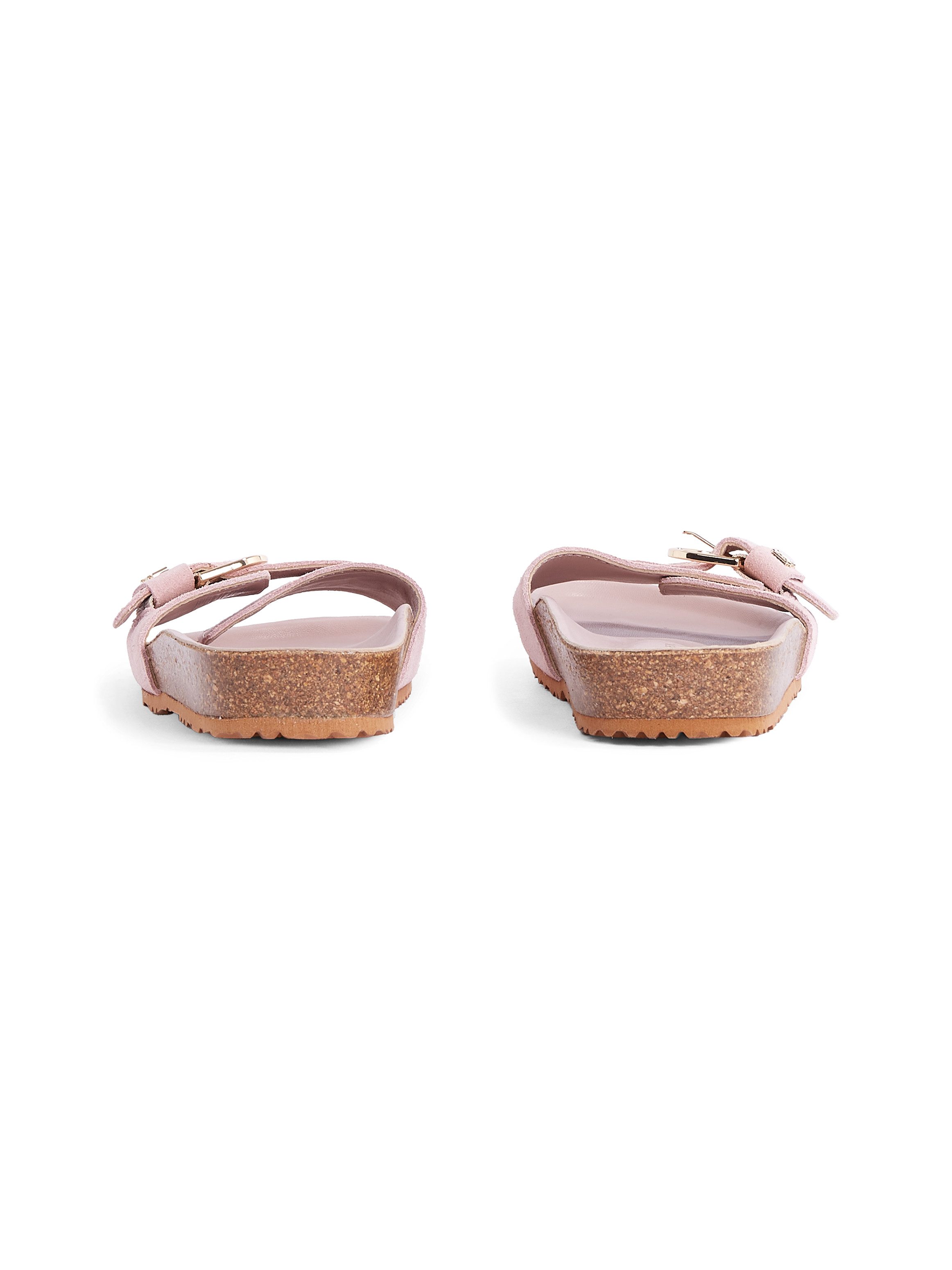 Tommy Hilfiger Slippers SOFT SUEDE ADJUSTABLE MULE , sleehak, zomer mode, instapschoen, flats met th-logo