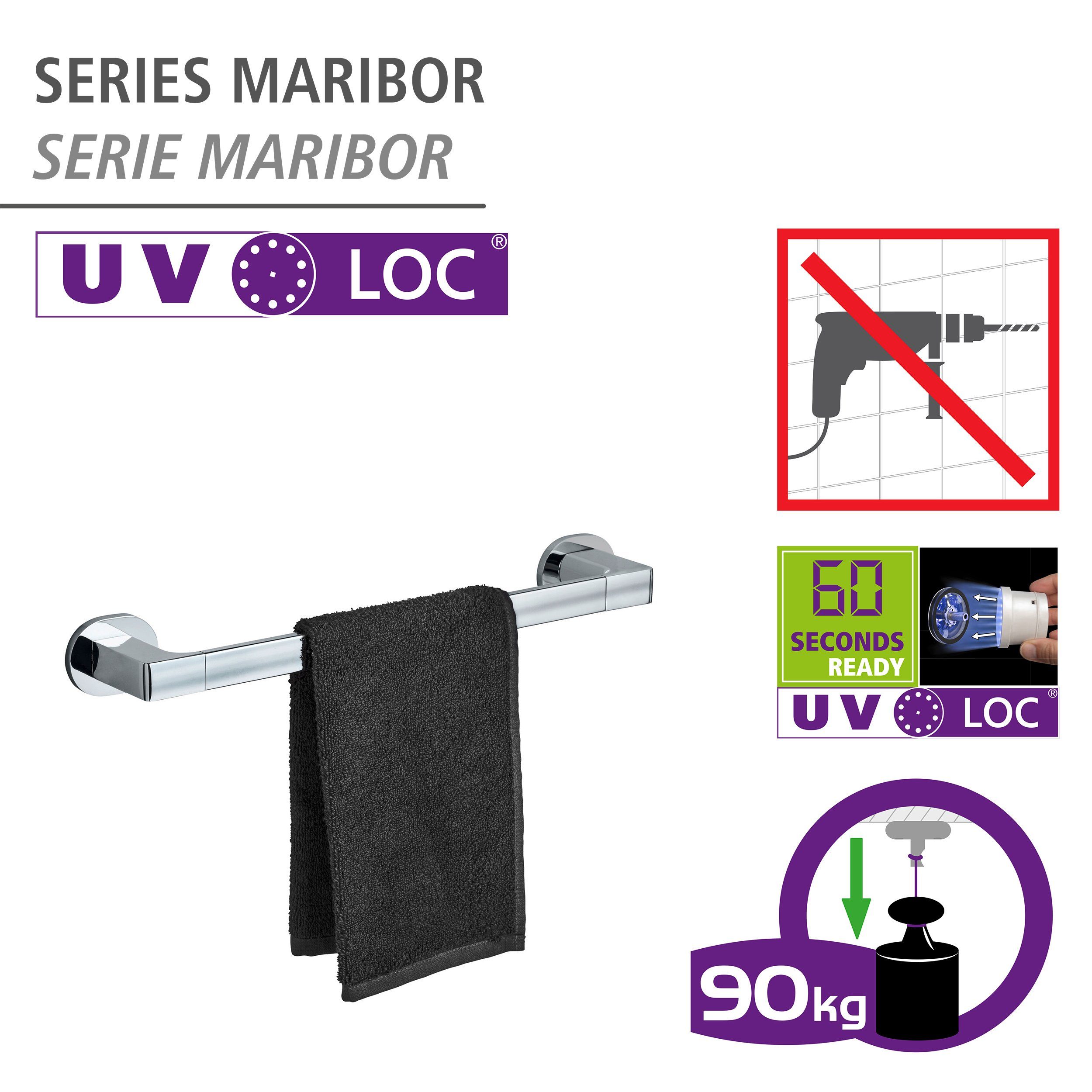 WENKO Handdoekstang UV-Loc® Maribor bevestigen zonder boren