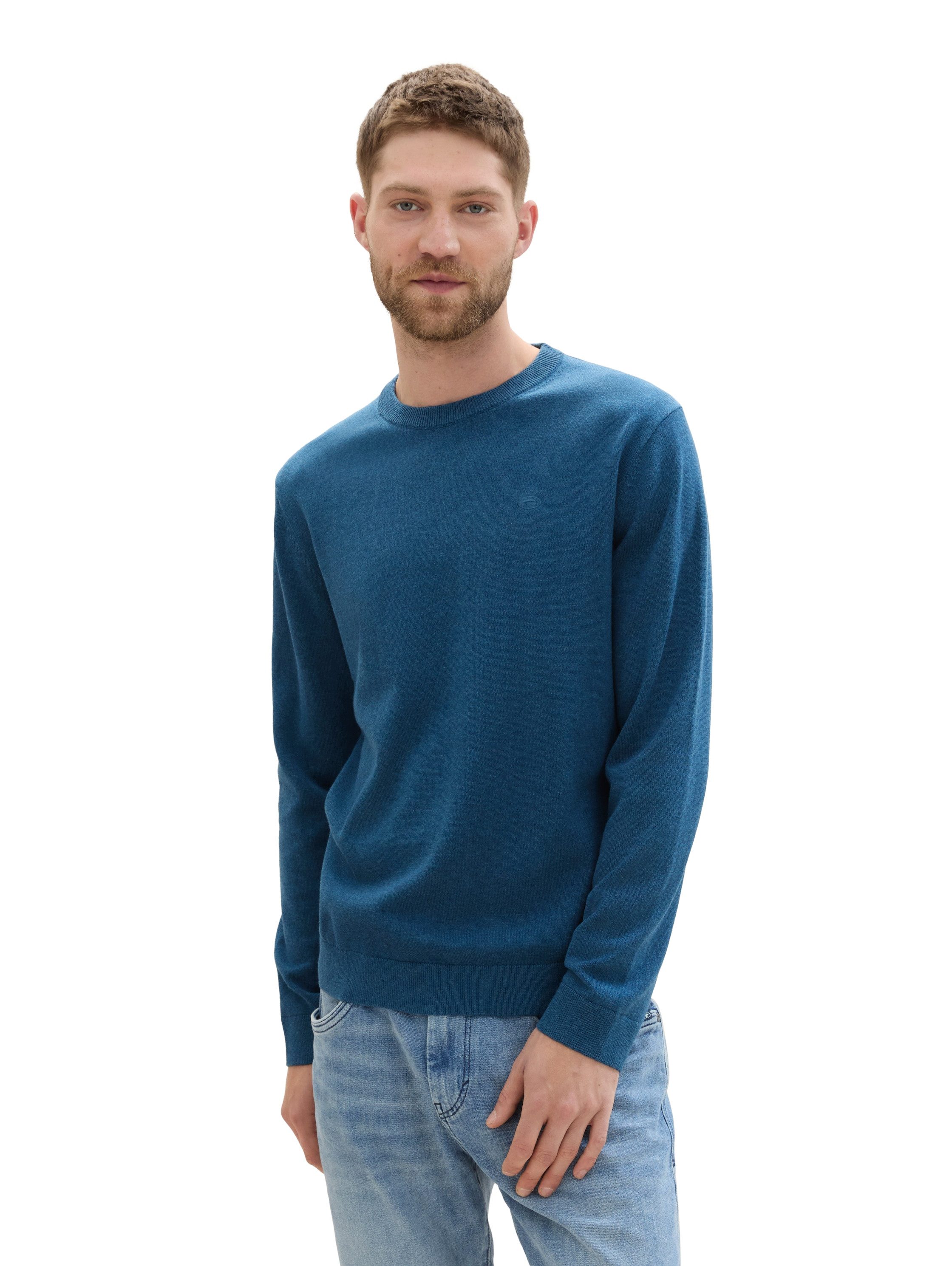 Tom Tailor Trui met ronde hals met geborduurd logo