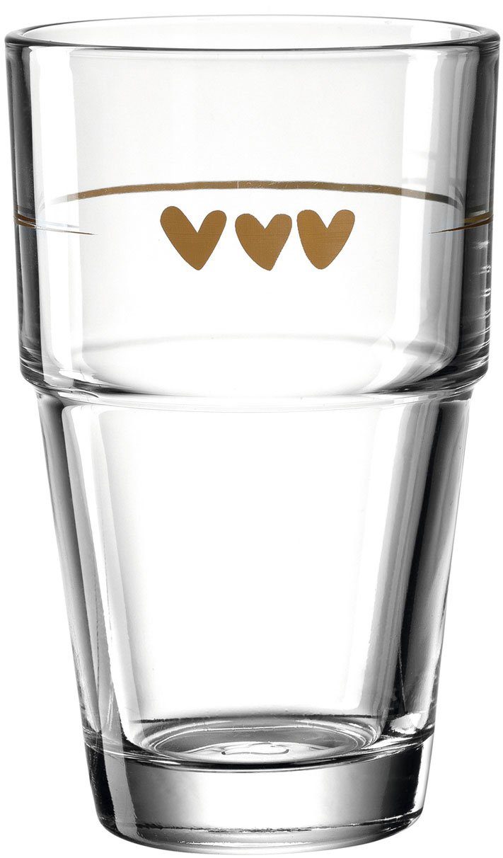 LEONARDO Latte macchiato glas Glazen-set SOLO, met hartmotief (set, 6-delig)